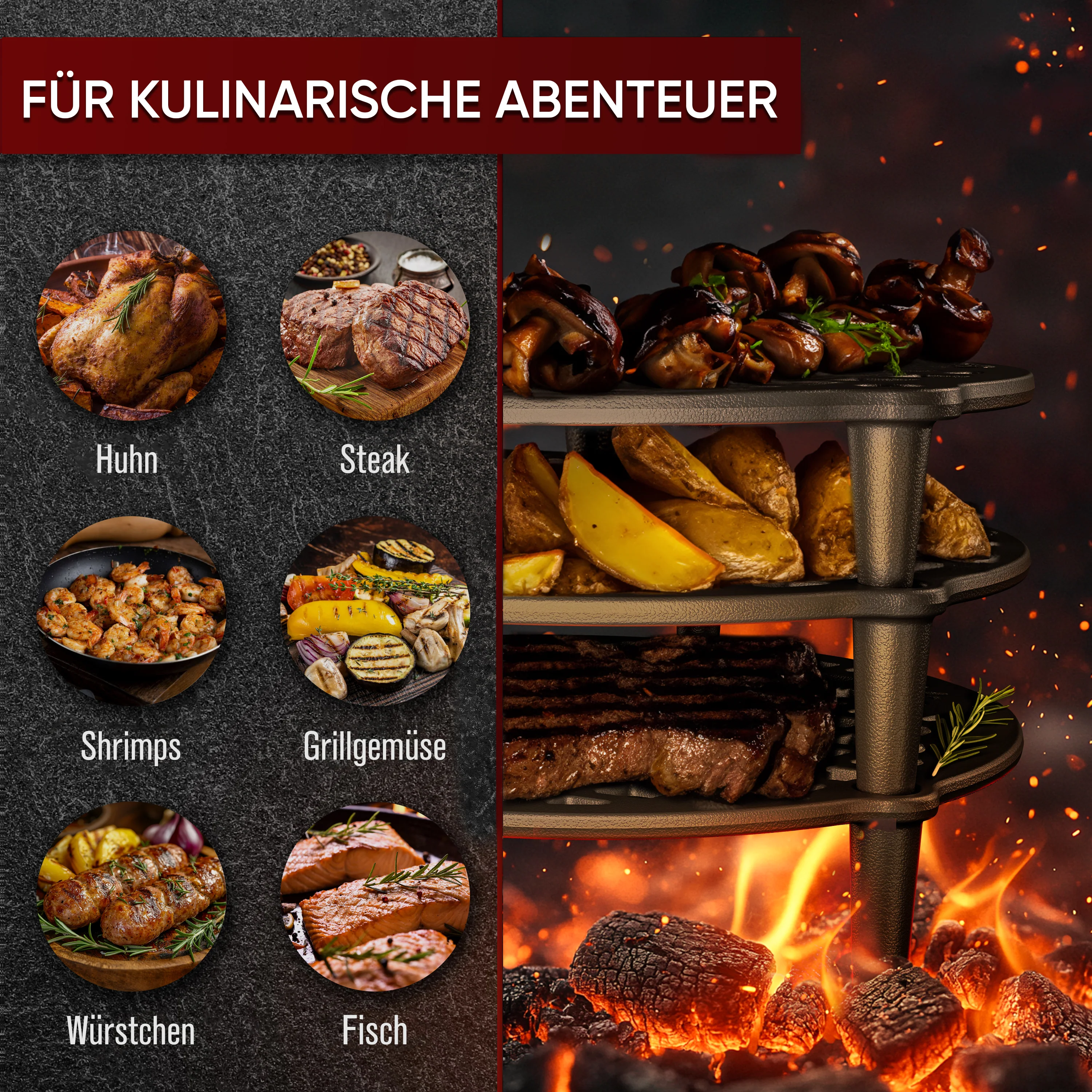 GUSSKÖNIG Gusseisen Stapelrost für Dutch Oven 9 Liter Ø 24cm von GUSSKÖNIG