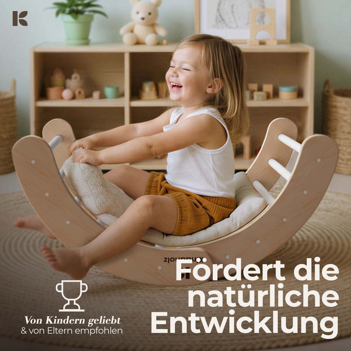 Kindaholz SAMI Kletterdreieck mit NINA Kletterbogen und MIKA Rutschrampe Weiß Indoor Kletterset aus FSC Holz von Kindaholz