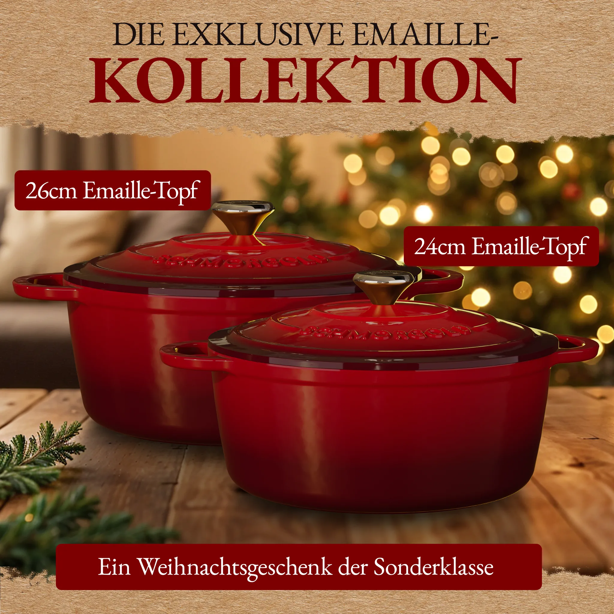 SCHMORGOLD Emaillierter Gusseisen Schmortopf mit Deckel - 26 cm - 4,7 Liter von SCHMORGOLD