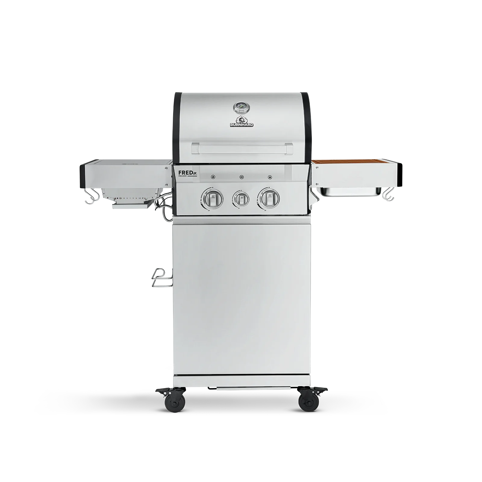 BURNHARD FRED Jr. Deluxe Gasgrill 2-Brenner in der Farbe Edelstahl mit Edelstahlrost BURNHARD FRED Jr. Deluxe Gasgrill 2-Brenner in der Farbe Edelstahl mit Edelstahlrost