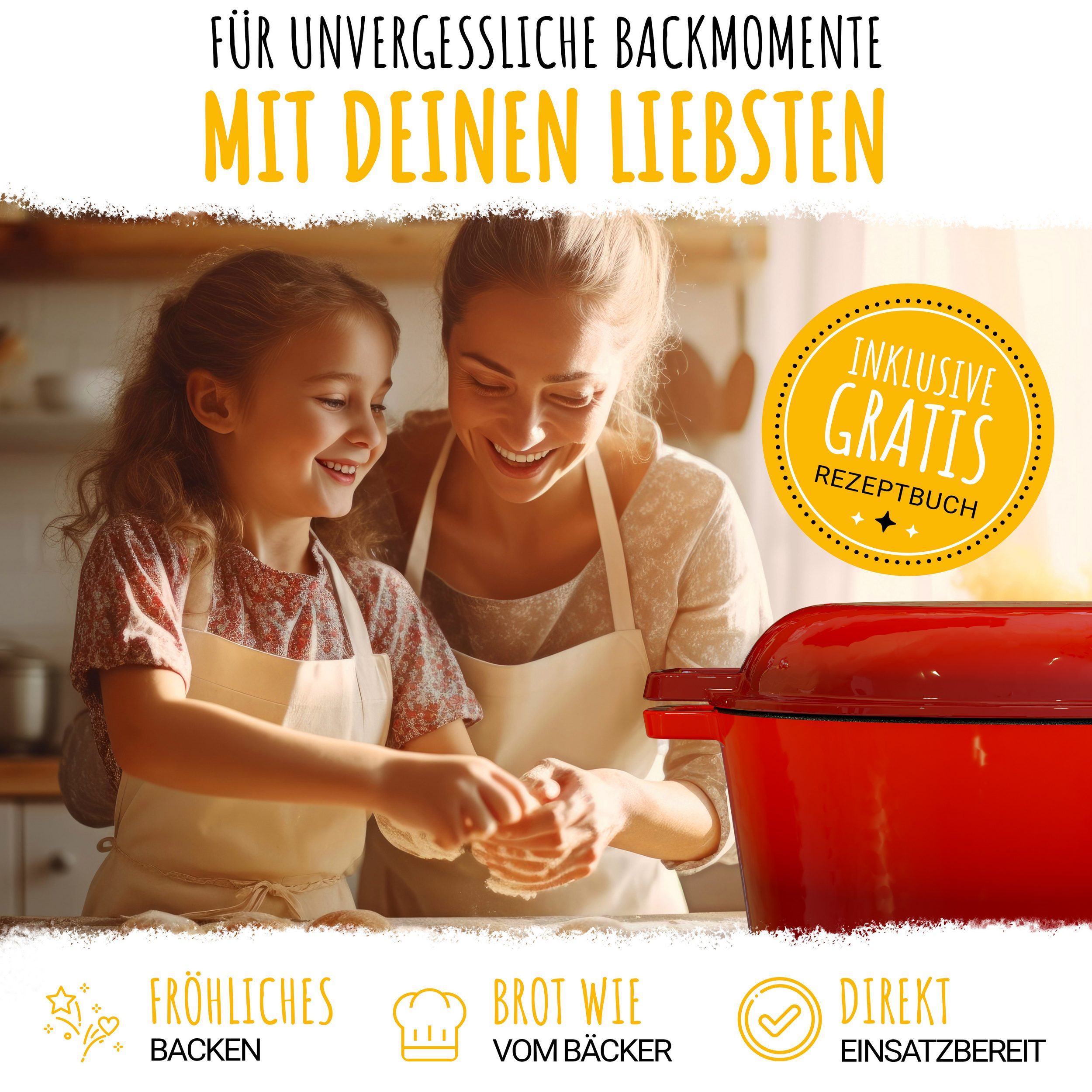 SCHMORGOLD Brotbacktopf & Schmortopf aus emailliertem Gusseisen & Gärkorb - 26 cm grifflos von SCHMORGOLD