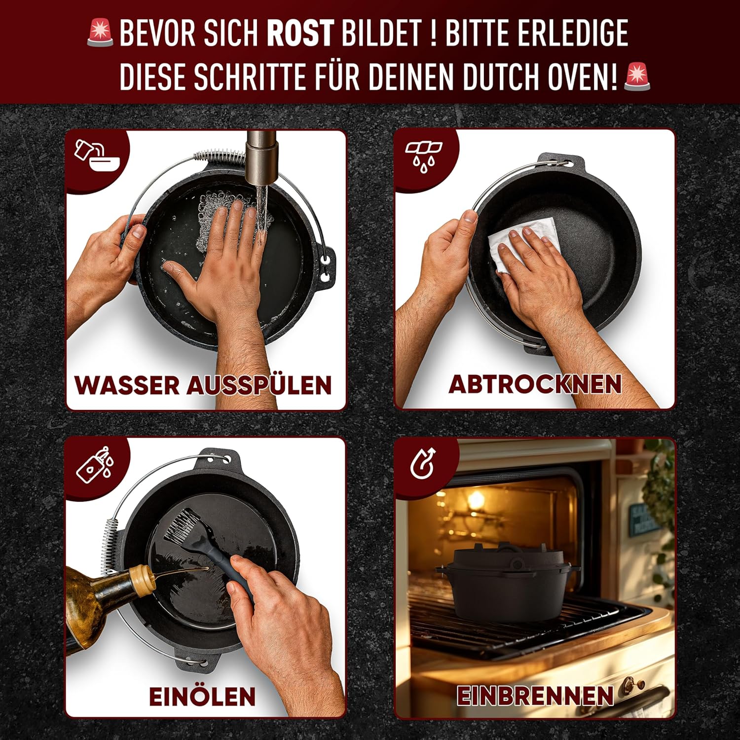 GUSSKÖNIG Dutch Oven Set 13-teilig - bereits eingebranntes Gusseisen Topf Set  von GUSSKÖNIG