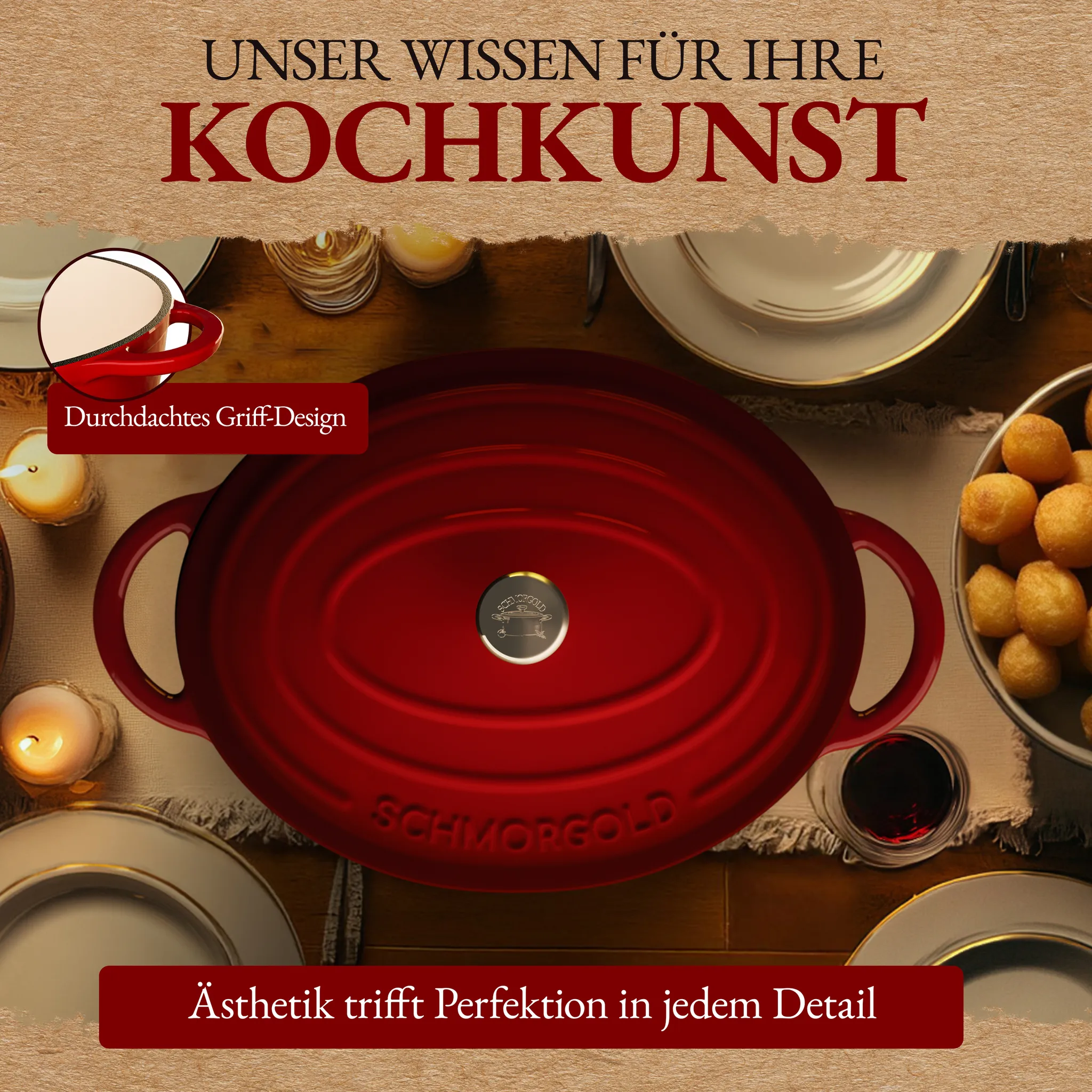 SCHMORGOLD Bräter XXL mit Deckel aus emailliertem Gusseisen oval - 37,5 cm - 9,8 Liter von SCHMORGOLD