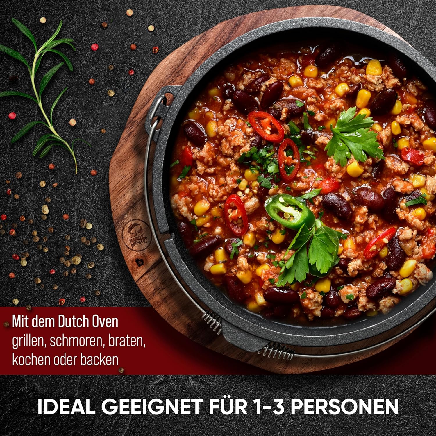 GUSSKÖNIG Dutch Oven Set 8-teilig - bereits eingebranntes Gusseisen Topf Set  von GUSSKÖNIG