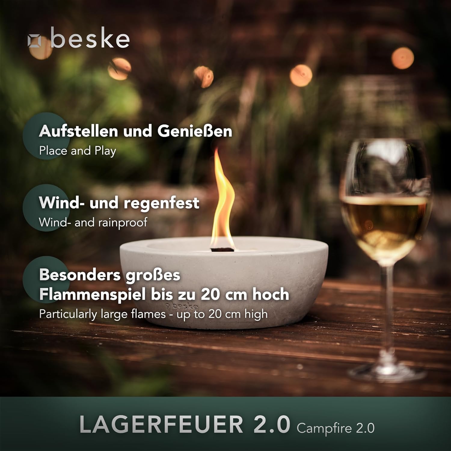 BESKE Betonfeuer Savo Ø 25cm - schmaler Rand inkl. Löschbrett - HANDARBEIT Made in Germany von Beske-Manufaktur