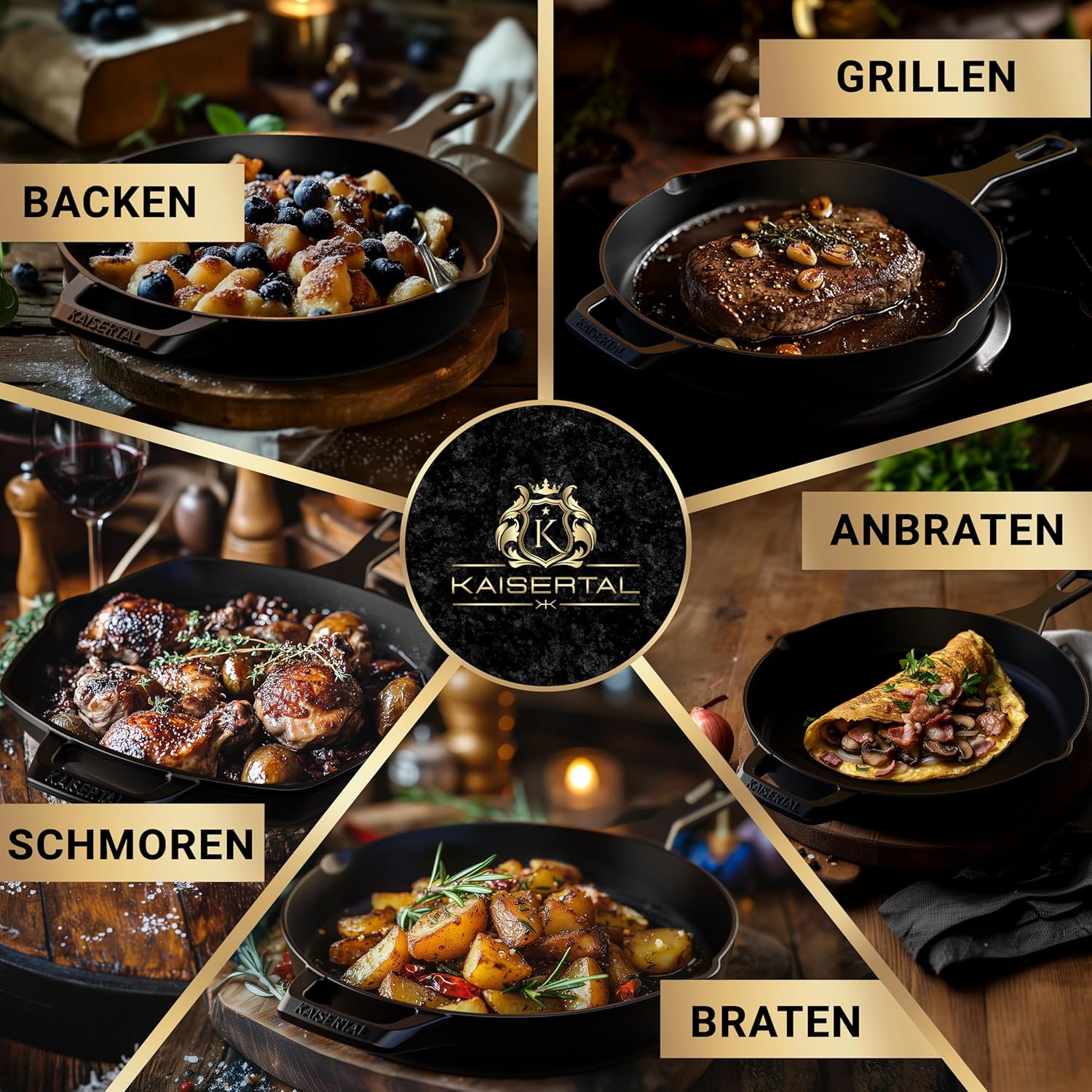 KAISERTAL Emaillierte Gusseisen Bratpfanne 31 cm mit Griff von KAISERTAL
