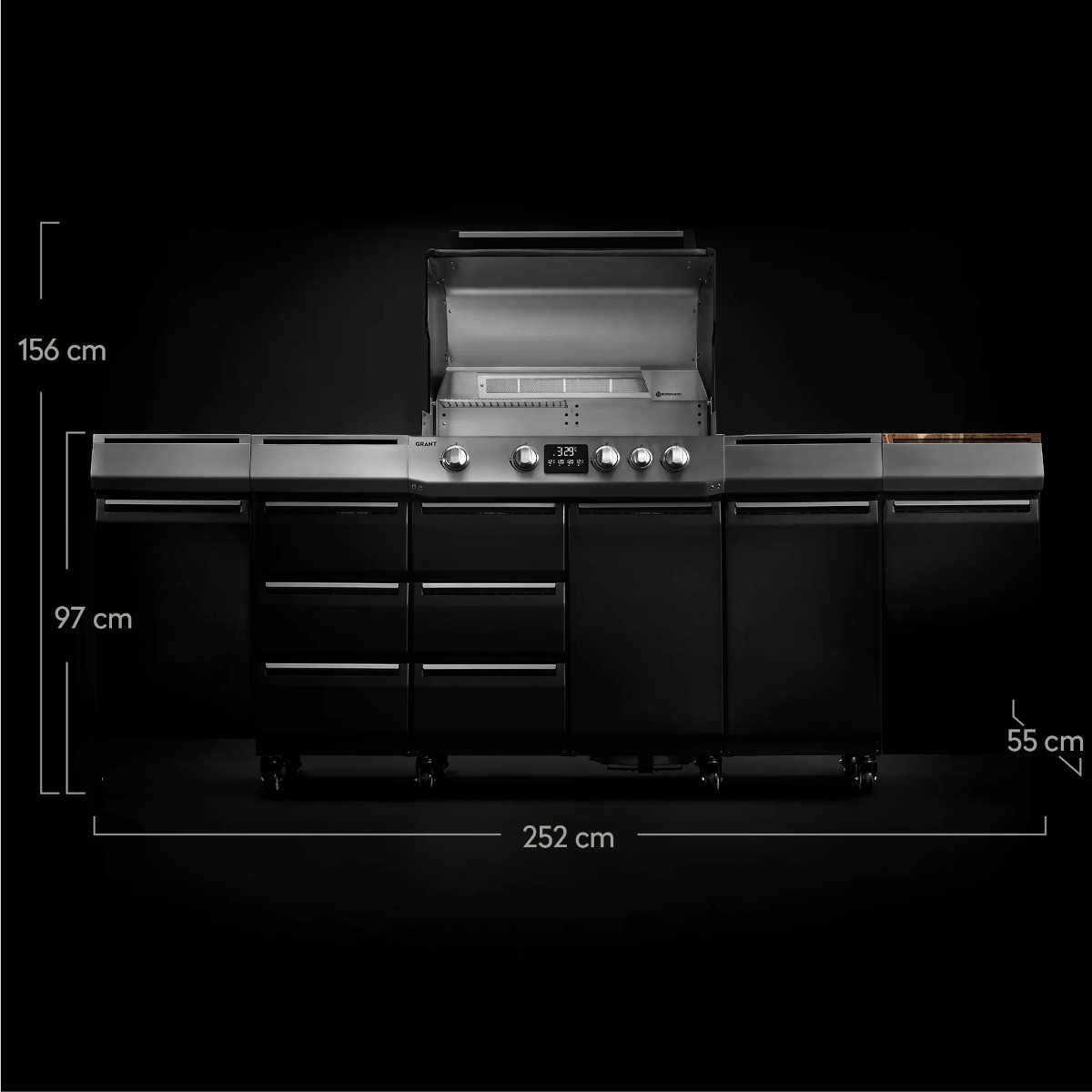 BURNHARD GRANT Station - Modularer Gasgrill 4-Brenner Türen & Guss-Rosten von BURNHARD