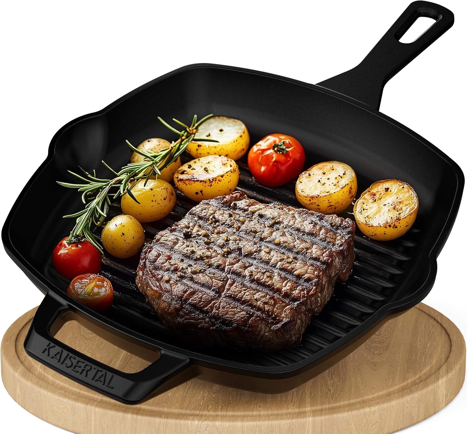 KAISERTAL Emaillierte Gusseisen Grillpfanne 27 cm mit Griff von KAISERTAL