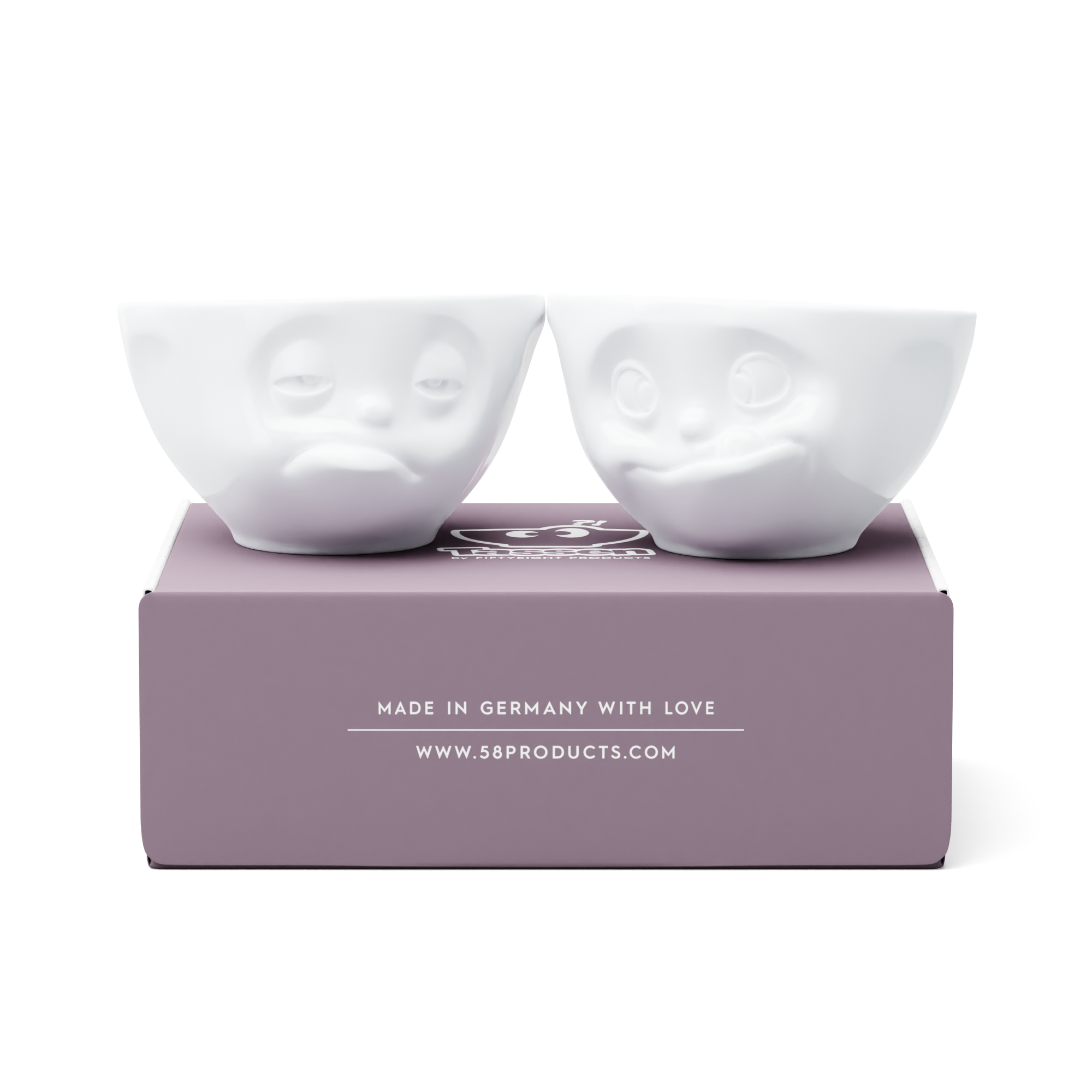 58products | Mittleres Schälchen Set Nr. 3 Lecker & Verpennt bitte in weiß 200 ml | Made in Germany von 58products