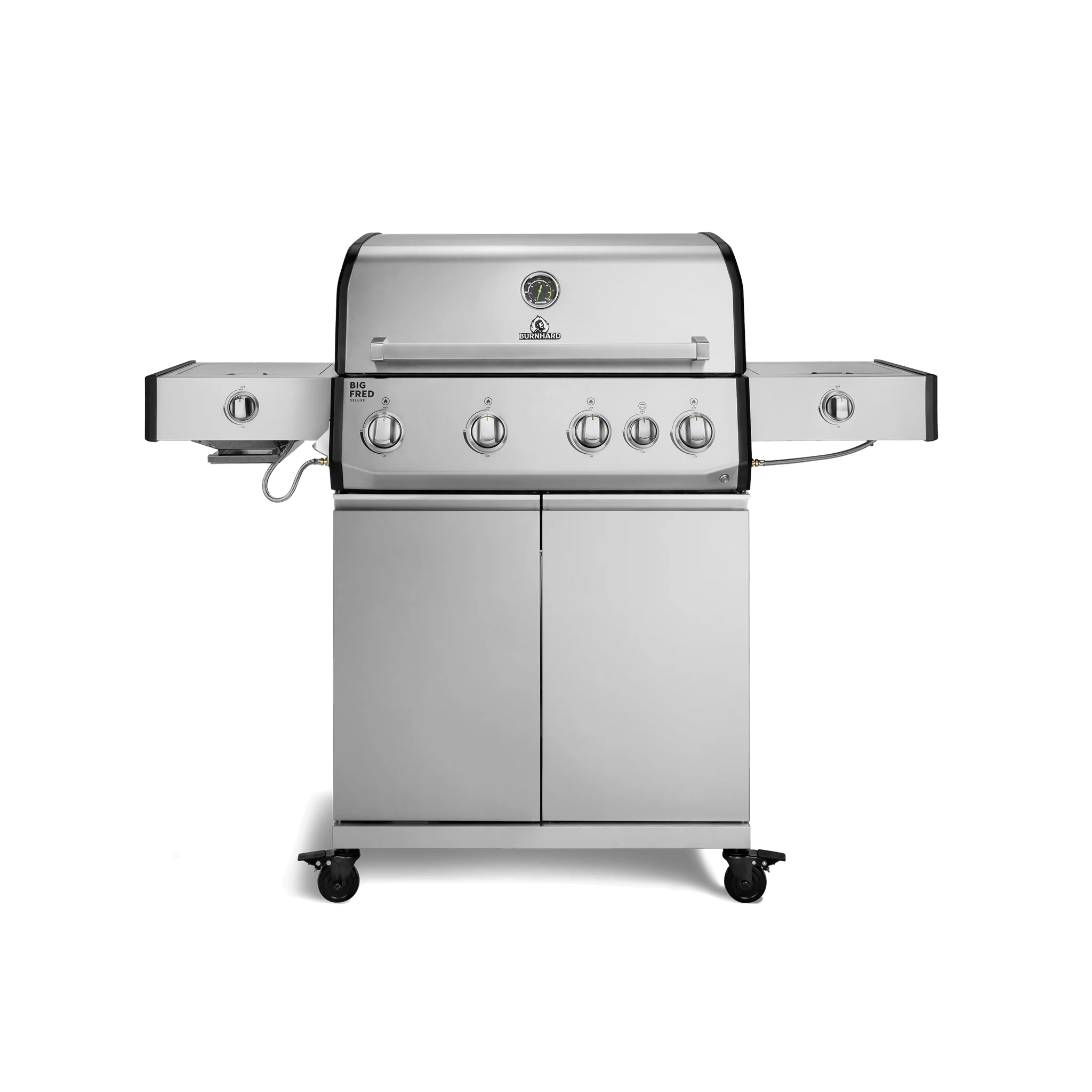 BURNHARD Big FRED Deluxe Plus Gasgrill 4 Brenner Series 4 Edelstahl Grill mit Edelstahl Grillrost Maximale BBQ Power 24,7 kW Premium Ausstattung