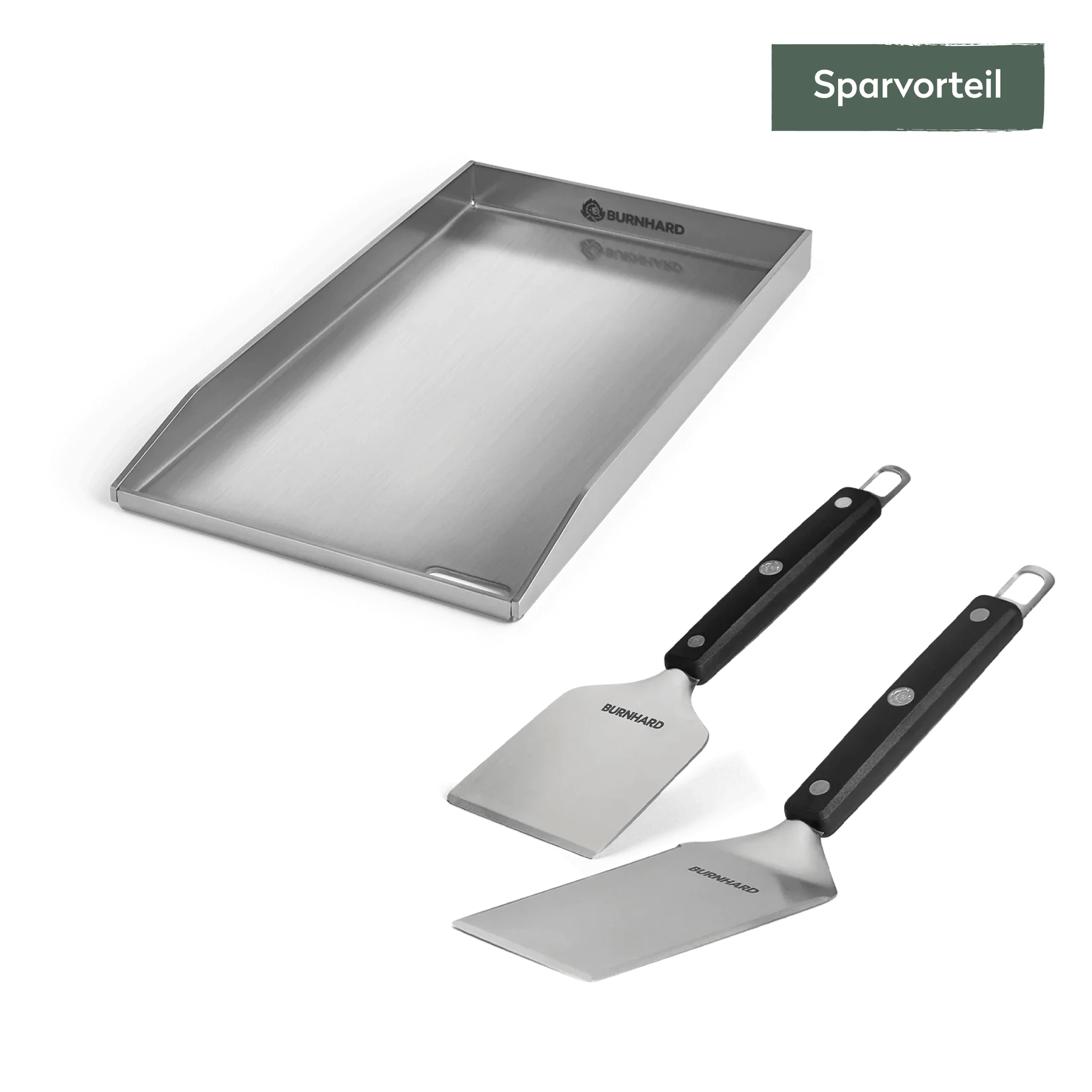 BURNHARD Plancha Set mit 2tlg. Grillspachtel und Grillschaber - FRED 41,5 x 23,5 cm