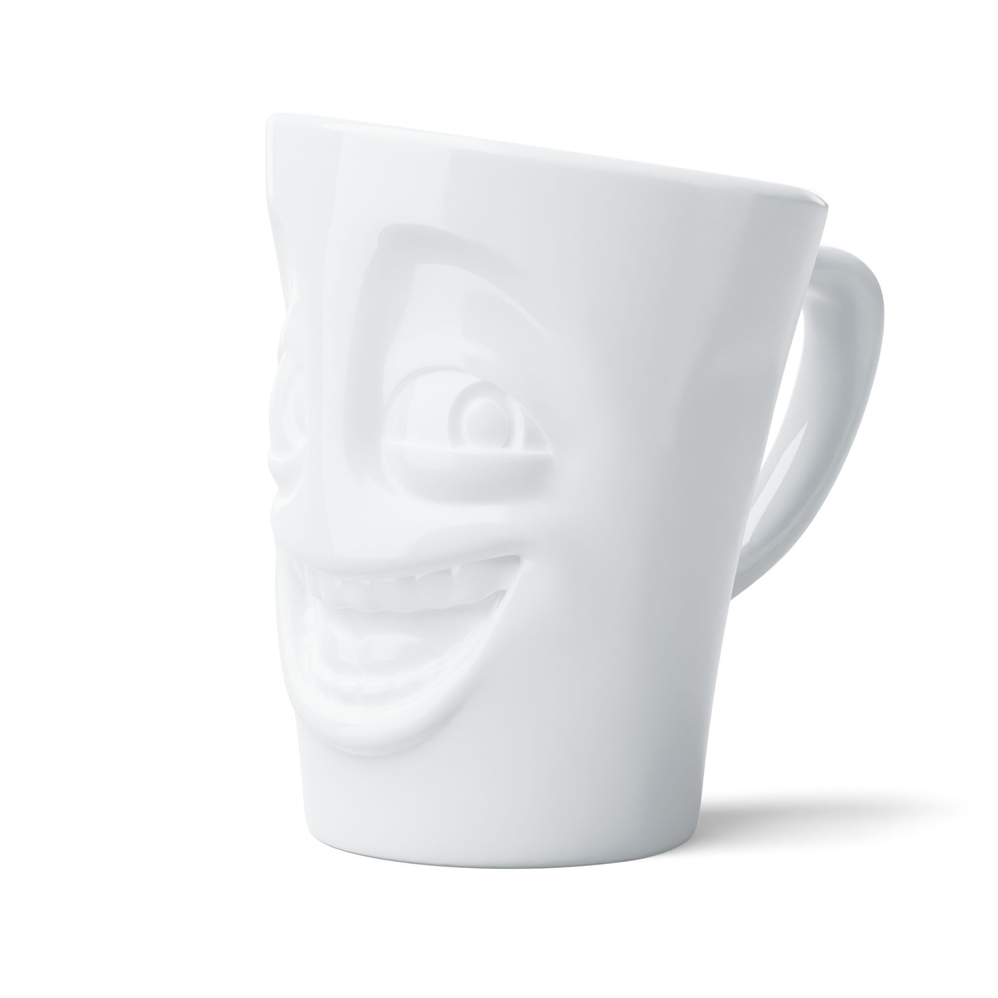 58products | Henkelbecher Witzig weiß 350 ml ideal für Milchkaffee + Kaffee + Tee + Kakao | Made in Germany von 58products