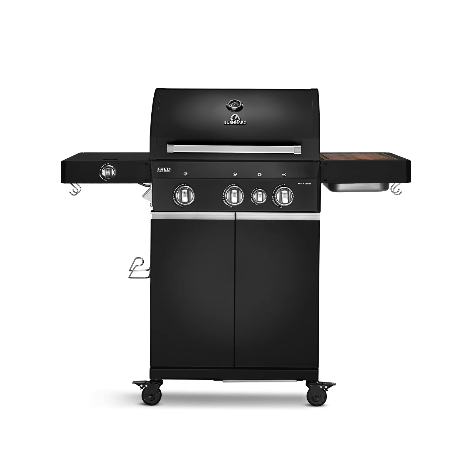 BURNHARD FRED Deluxe Gasgrill 3-Brenner in der Farbe Schwarz mit Gusseisenrost von BURNHARD