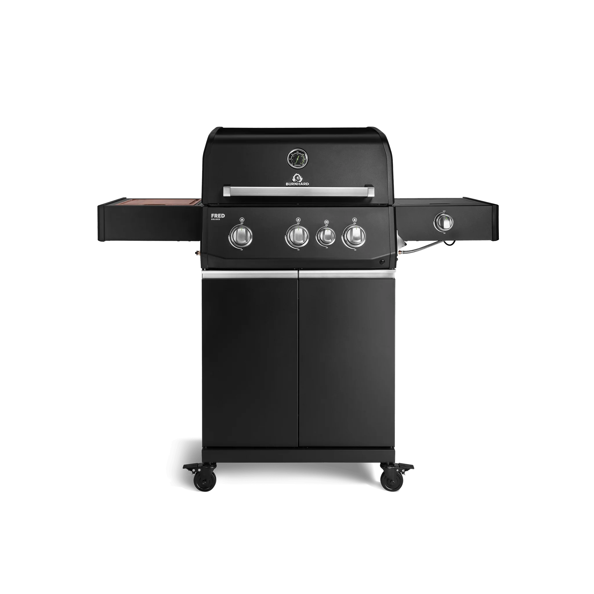 BURNHARD FRED Deluxe Gasgrill 3 Brenner Series 4 Black Edition mit Gusseisenrost Maximale BBQ Power vielseitig modern