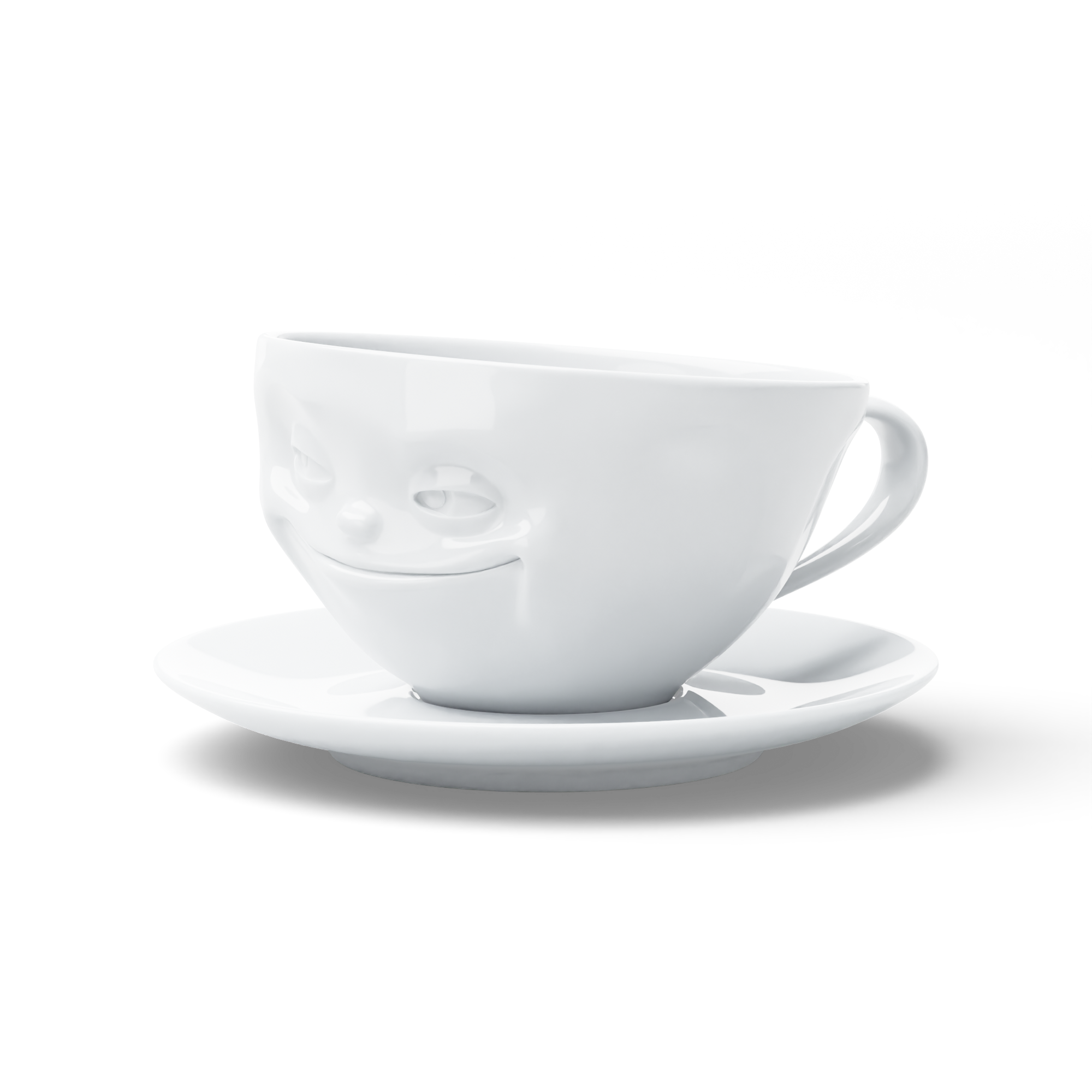 58products | Kaffeetasse Grinsend weiß 200 ml ideal für Kaffee + Tee + Kakao | Made in Germany von 58products