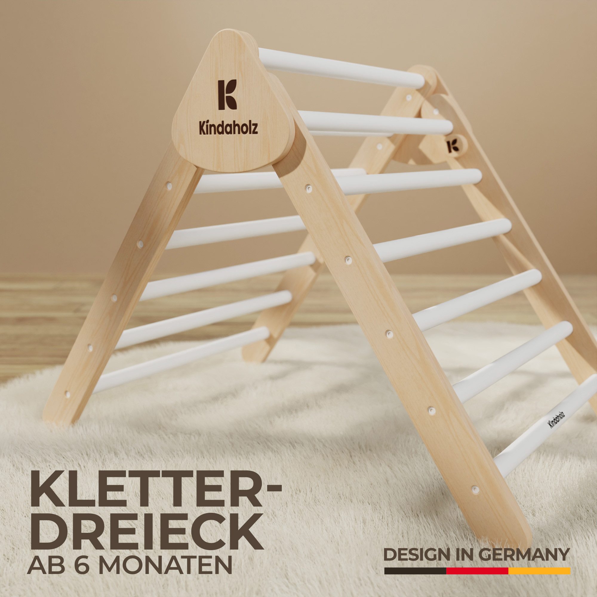 Kindaholz SAMI Kletterdreieck Weiß Indoor Kletterdreieck aus FSC Holz