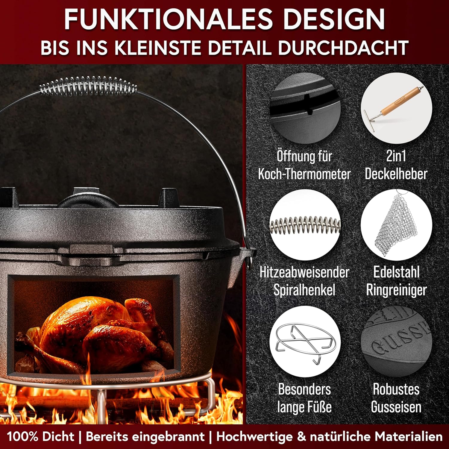 GUSSKÖNIG Dutch Oven Set 13-teilig - bereits eingebranntes Gusseisen Topf Set von GUSSKÖNIG GUSSKÖNIG Dutch Oven Set 13-teilig - bereits eingebranntes Gusseisen Topf Set von GUSSKÖNIG