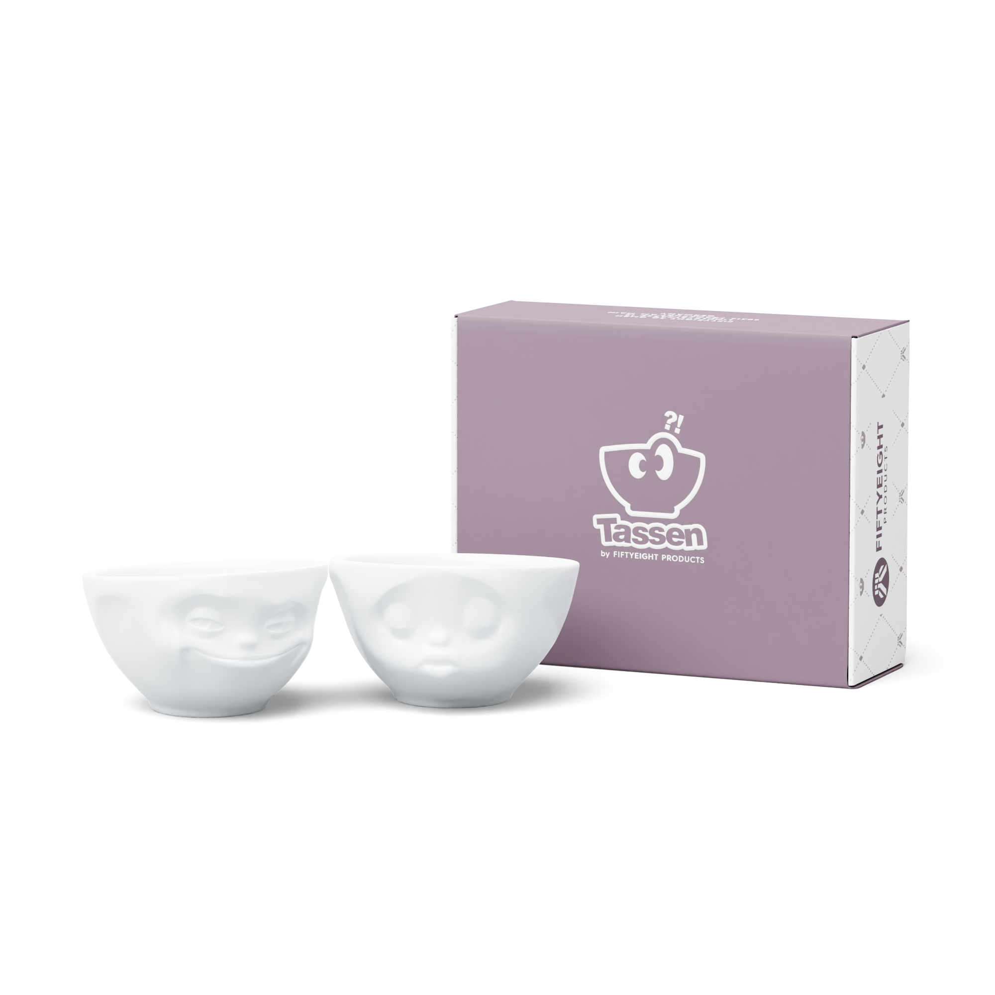 58products | Mittleres Schälchen Set Nr. 1 Küssend & Grinsend in weiß 200 ml | Made in Germany von 58products