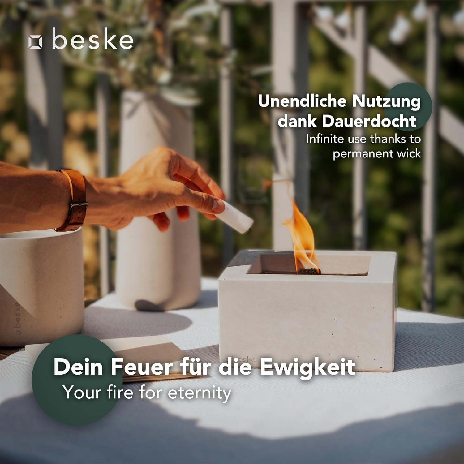 BESKE Betonfeuer Kula Outdoor 20x20x11cm inkl. Löschbrett - HANDARBEIT Made in Germany von Beske-Manufaktur