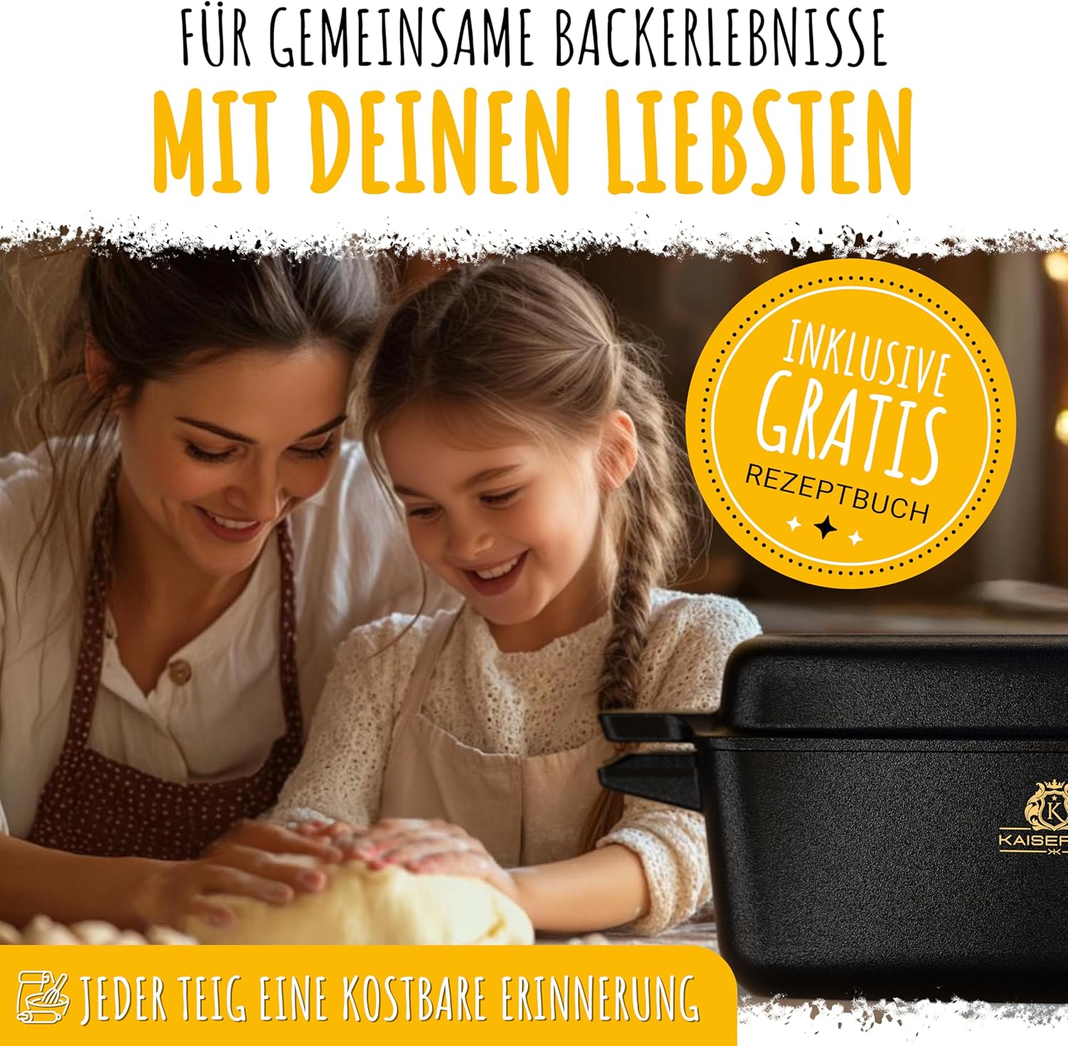 KAISERTAL Gusseisen Brotbackform mit Deckel 28 cm - inkl. Gärkorb von KAISERTAL