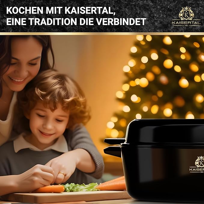 KAISERTAL Emaillierter Gusseisen Bräter 32 cm mit Deckel 10 Liter von KAISERTAL
