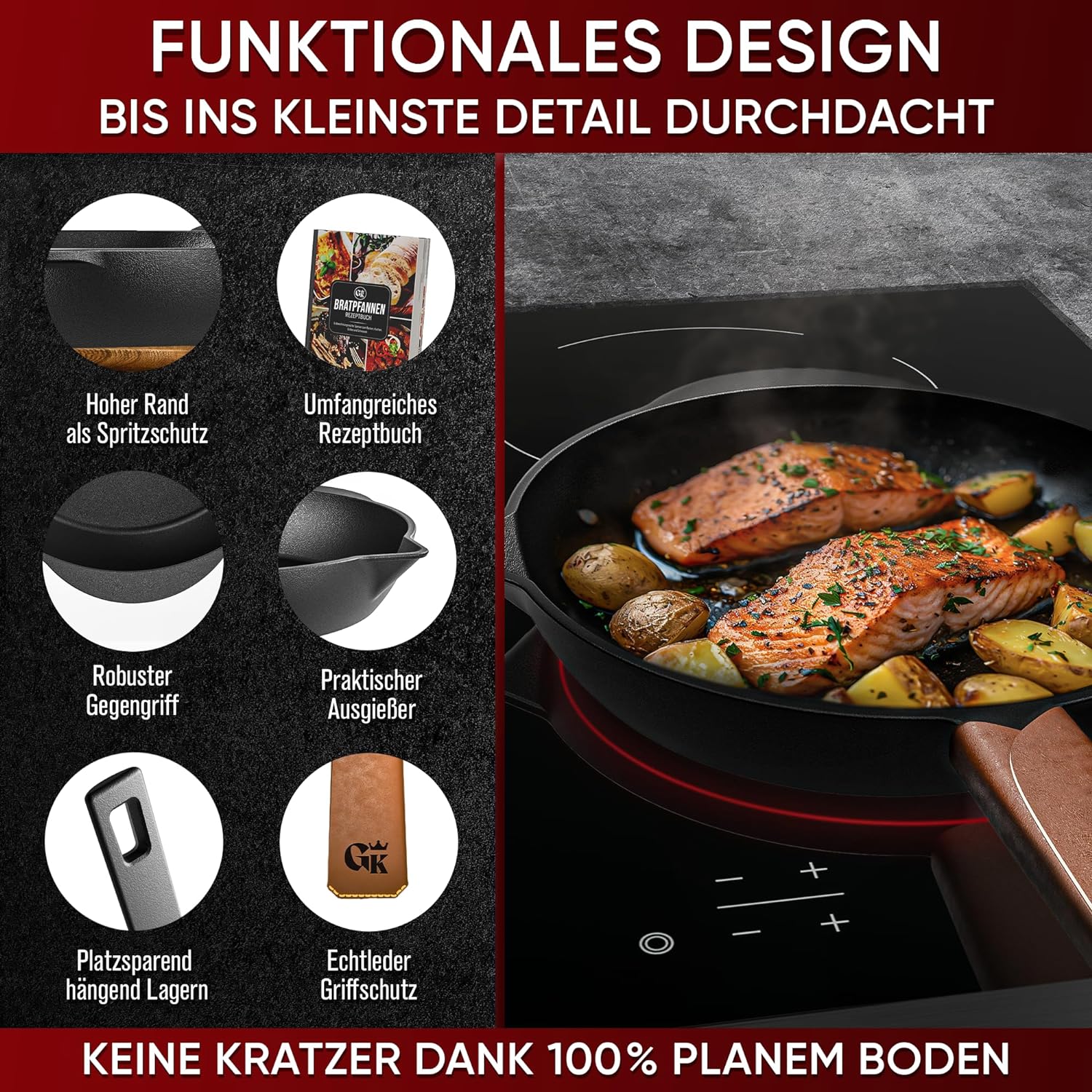 GUSSKÖNIG Dutch Oven Set 8-teilig - bereits eingebranntes Gusseisen Topf Set  von GUSSKÖNIG