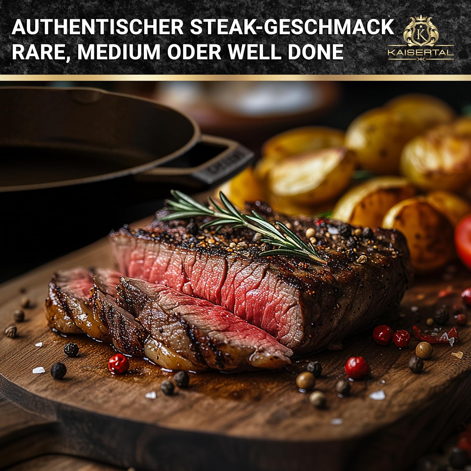 KAISERTAL Emaillierte Gusseisen Bratpfanne 31 cm Eingebrannt - Doppelgriff von KAISERTAL