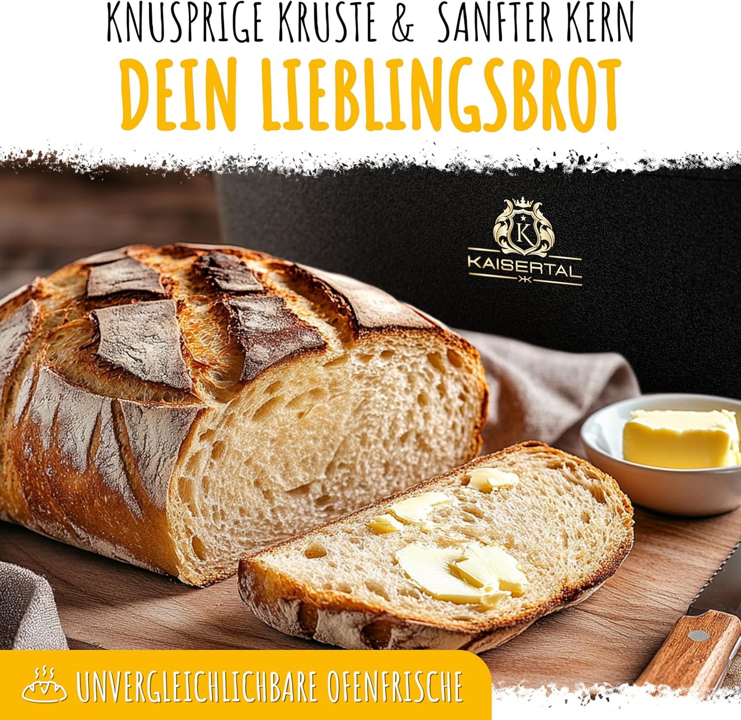 KAISERTAL Gusseisen Brotbackform mit Deckel 28 cm - inkl. Gärkorb von KAISERTAL