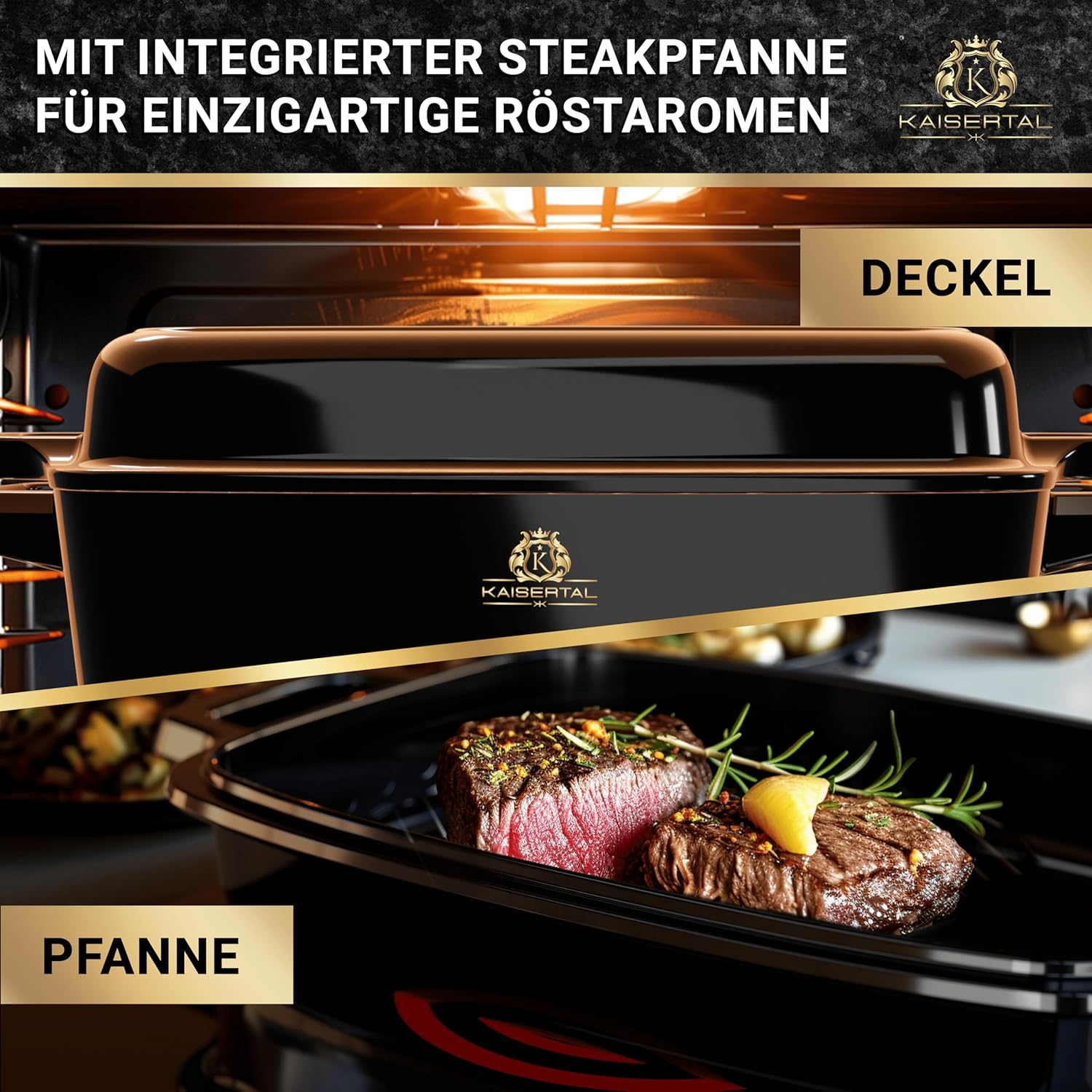 KAISERTAL Emaillierter Gusseisen Bräter 28 cm mit Deckel 6 Liter von KAISERTAL