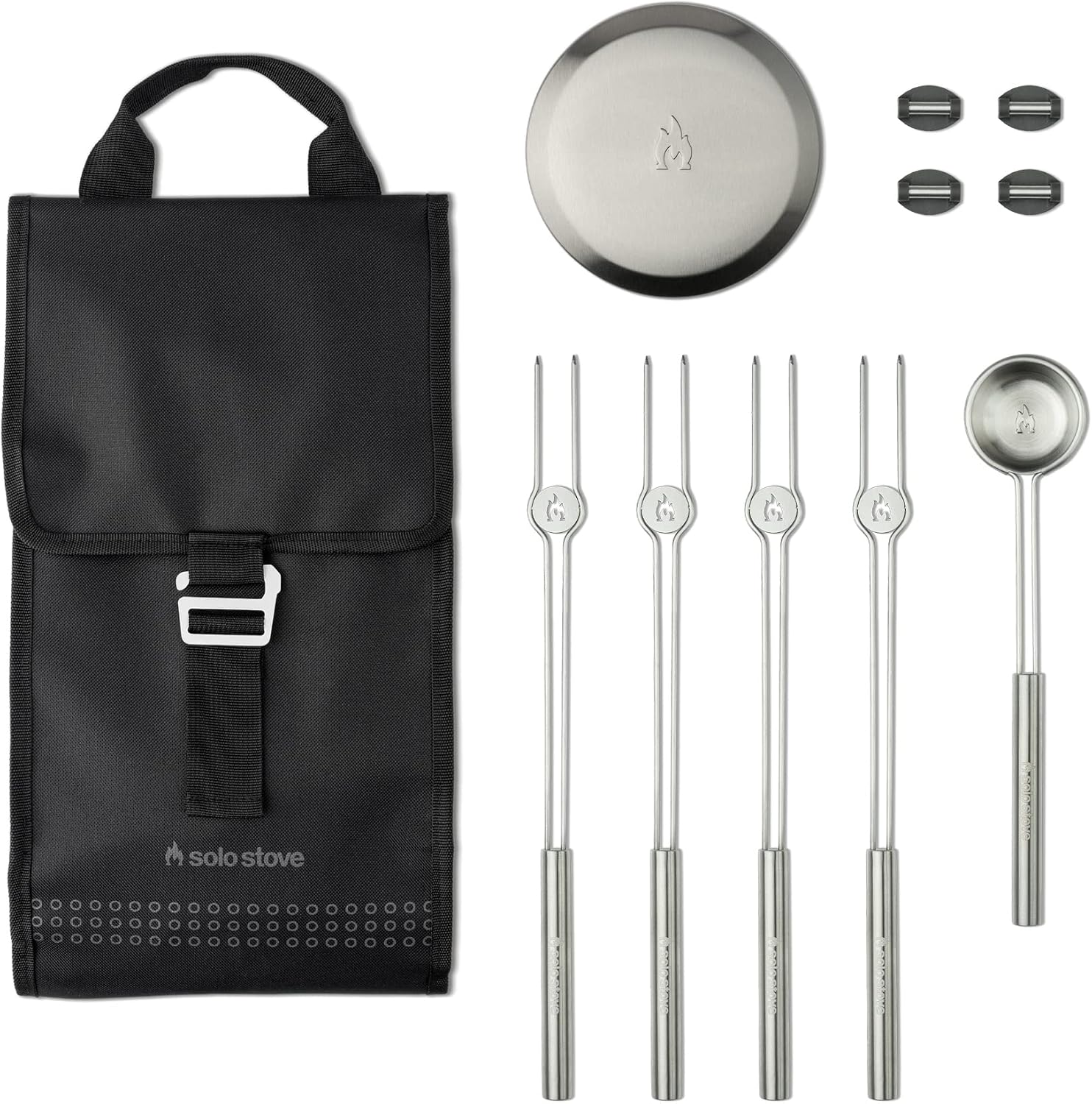 Solo Stove Mesa XL Accessorie-Set | Inkl. 4 Mini-Röstspieße aus Edelstahl + Ablagen, Pellet Schaufel, Mesa XL Deckel, Aufbewahrungsetui von Solo Stove