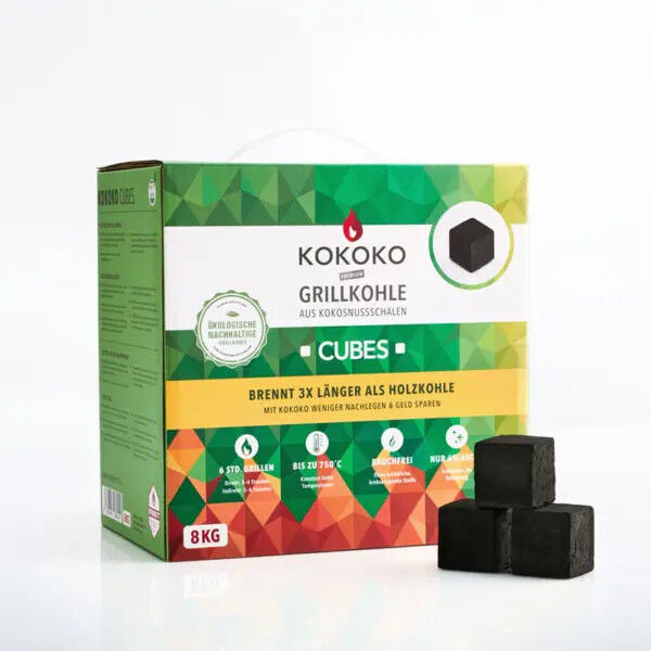 8KG KOKOKO CUBES für Cobb Holzkohlegrill & Minion-Ring & Dutch Oven von McBrikett