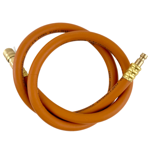 WELDINGER befüllbare Aluminium-Propanflasche Profill 0.5 inkl. Umfüllschlauch, Schnellkupplungen und Haken zum Einhängen von HUW24