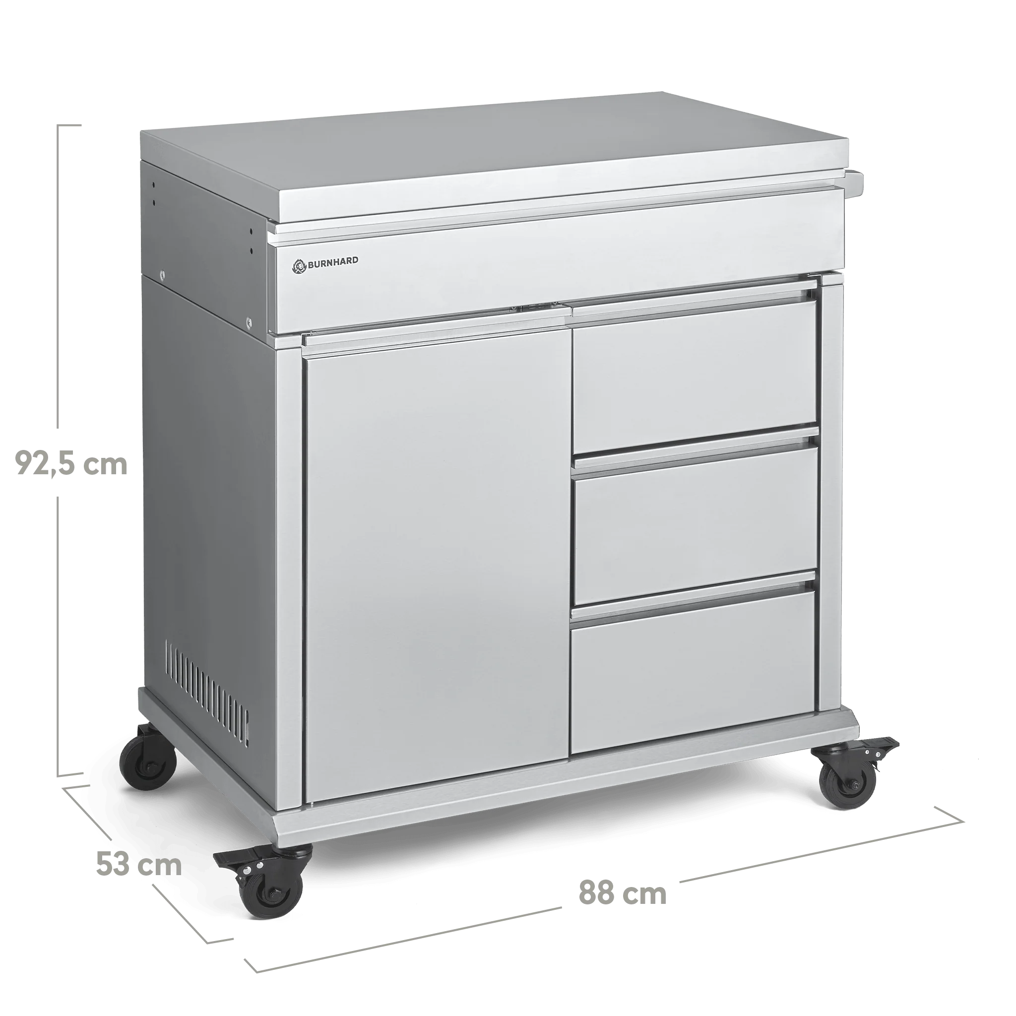 BURNHARD Grill Beistellwagen in der Farbe Edelstahl von BURNHARD