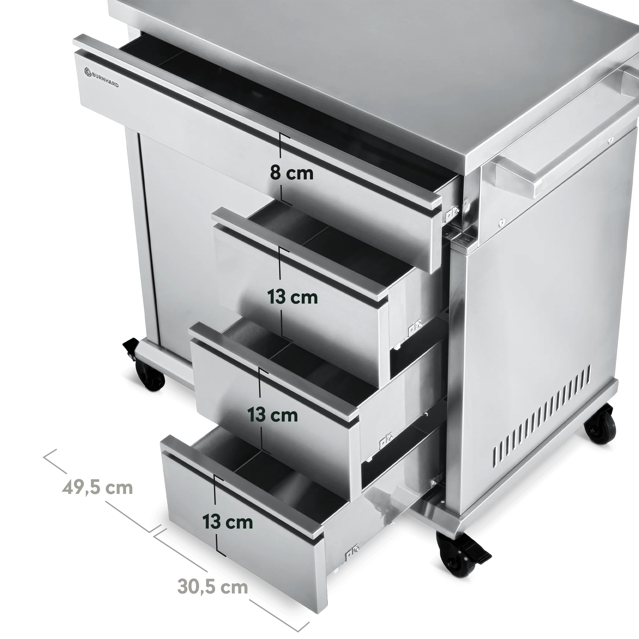BURNHARD Grill Beistellwagen in der Farbe Edelstahl von BURNHARD