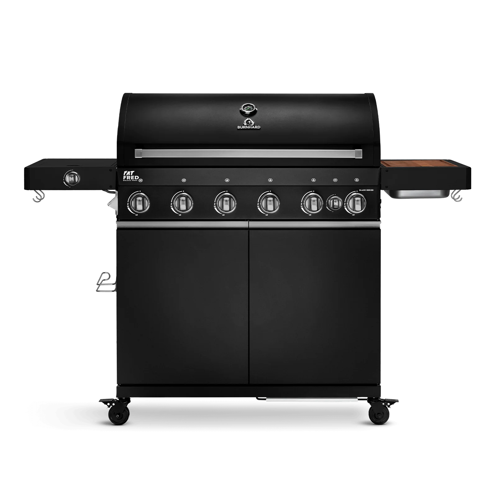 BURNHARD Fat FRED Deluxe Gasgrill 6-Brenner in der Farbe Schwarz mit Edelstahlrost