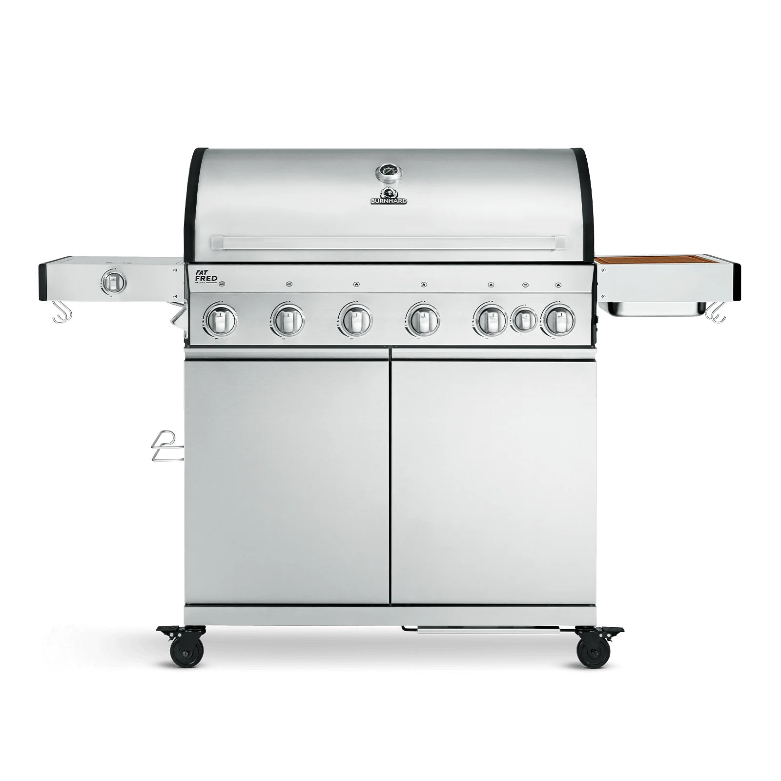 BURNHARD Fat FRED Deluxe Gasgrill 6-Brenner in der Farbe Edelstahl mit Gusseisenrost von BURNHARD