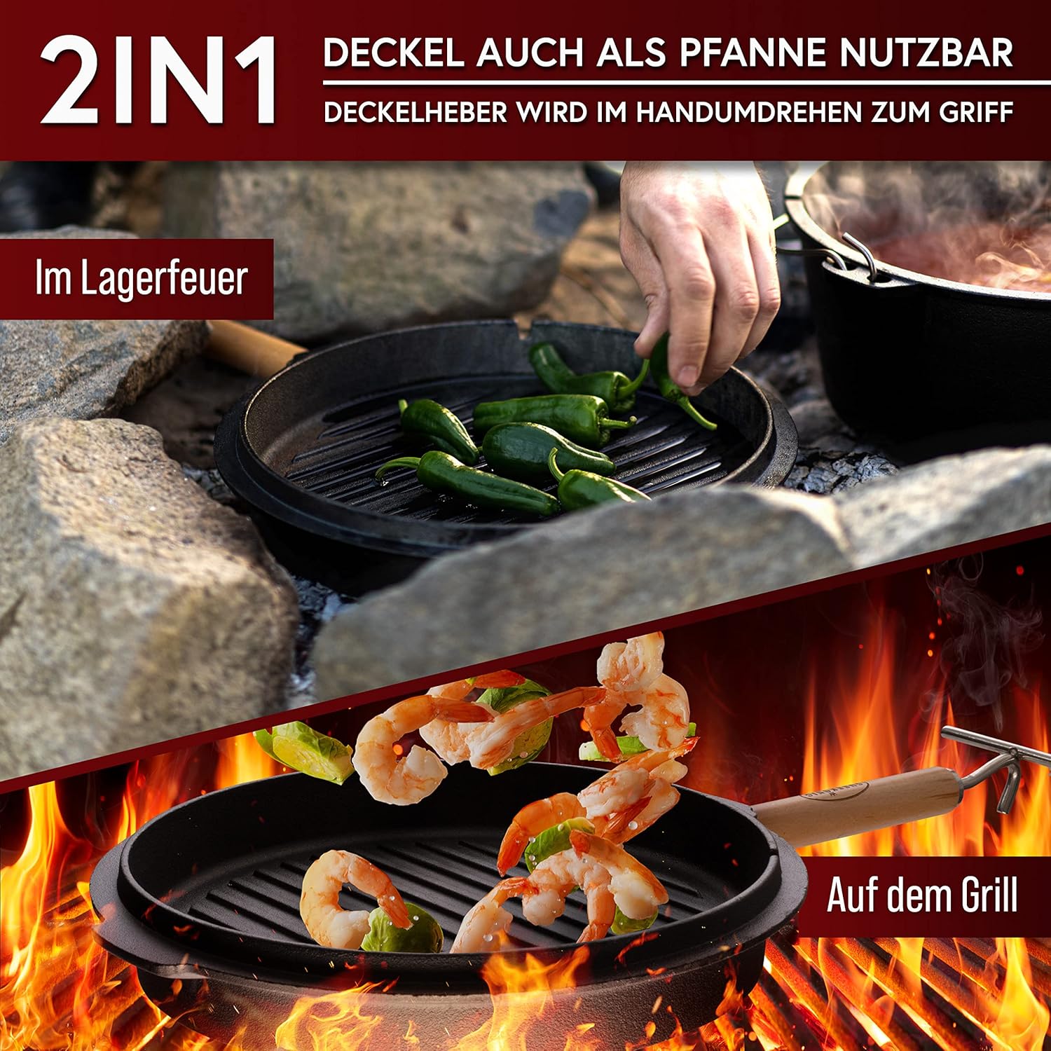 GUSSKÖNIG Dutch Oven Set 13-teilig - bereits eingebranntes Gusseisen Topf Set von GUSSKÖNIG GUSSKÖNIG Dutch Oven Set 13-teilig - bereits eingebranntes Gusseisen Topf Set von GUSSKÖNIG