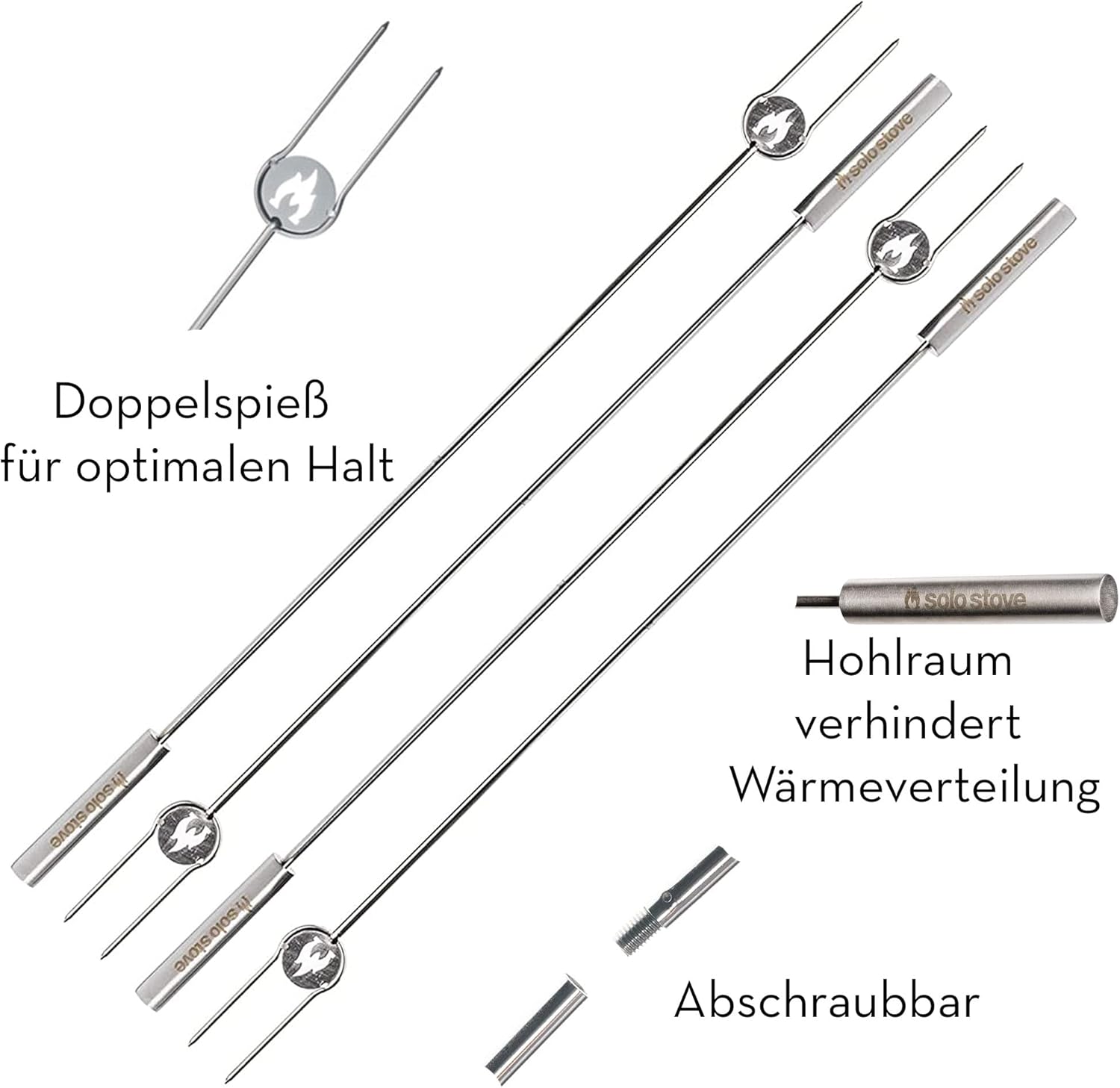 Solo Stove Grillspieße für Feuerschale 4 Stück | Marshmallows - Stockbrot - Würstchen von Solo Stove