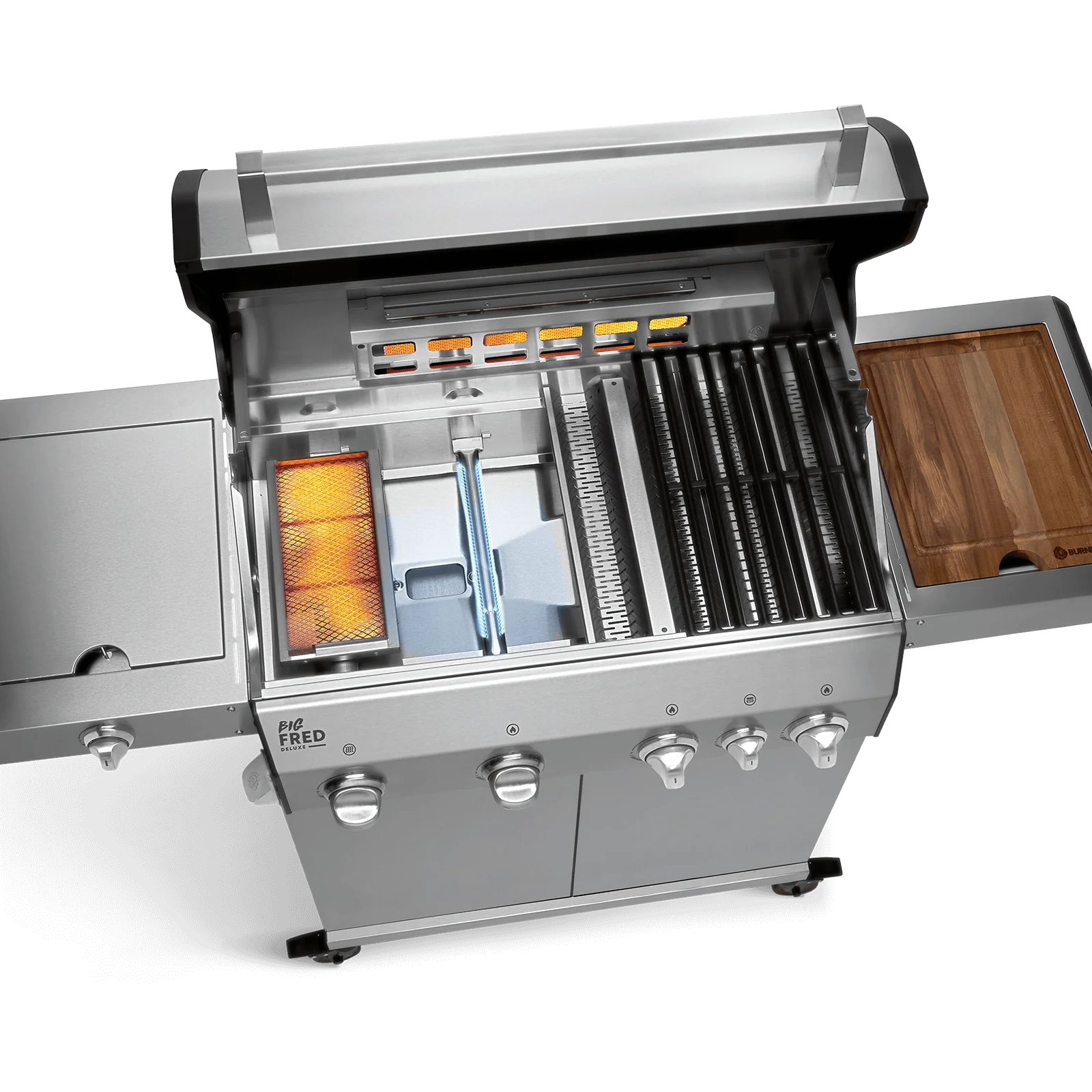 BURNHARD Big FRED Deluxe Gasgrill 4-Brenner in der Farbe Edelstahl mit Gusseisenrost von BURNHARD
