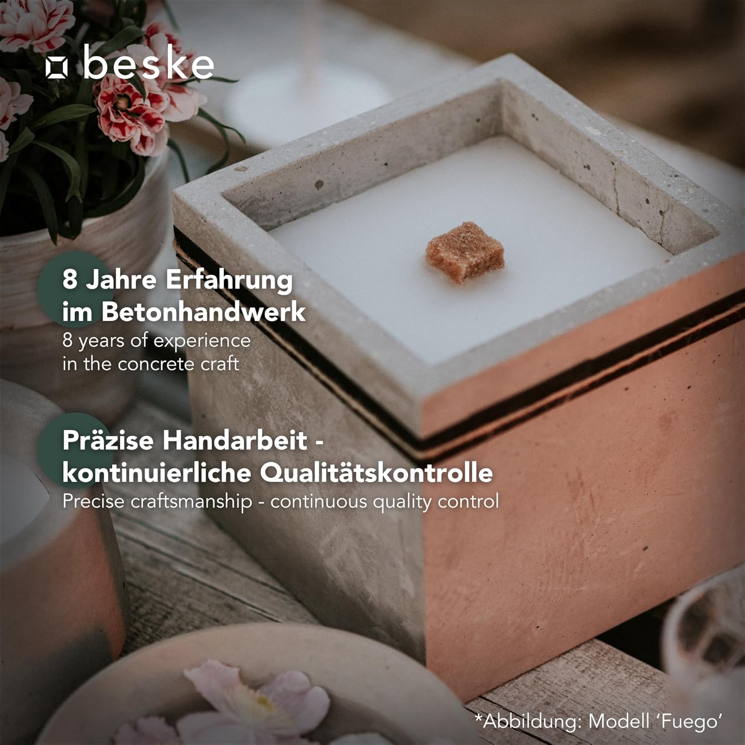 BESKE Betonfeuer Kula Outdoor 20x20x11cm inkl. Löschbrett - HANDARBEIT Made in Germany von Beske-Manufaktur