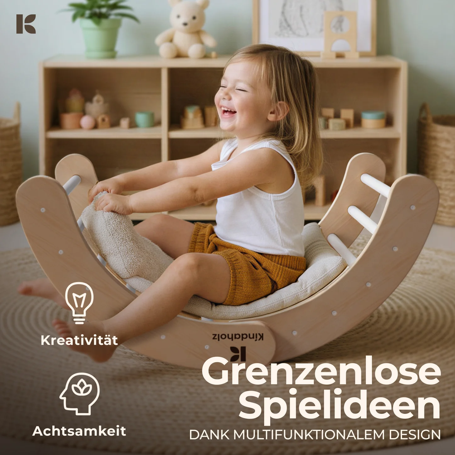 Kindaholz NINA Kletterbogen mit NOAH Rutschrampe Weiß Indoor Kletterset aus FSC Holz von Kindaholz