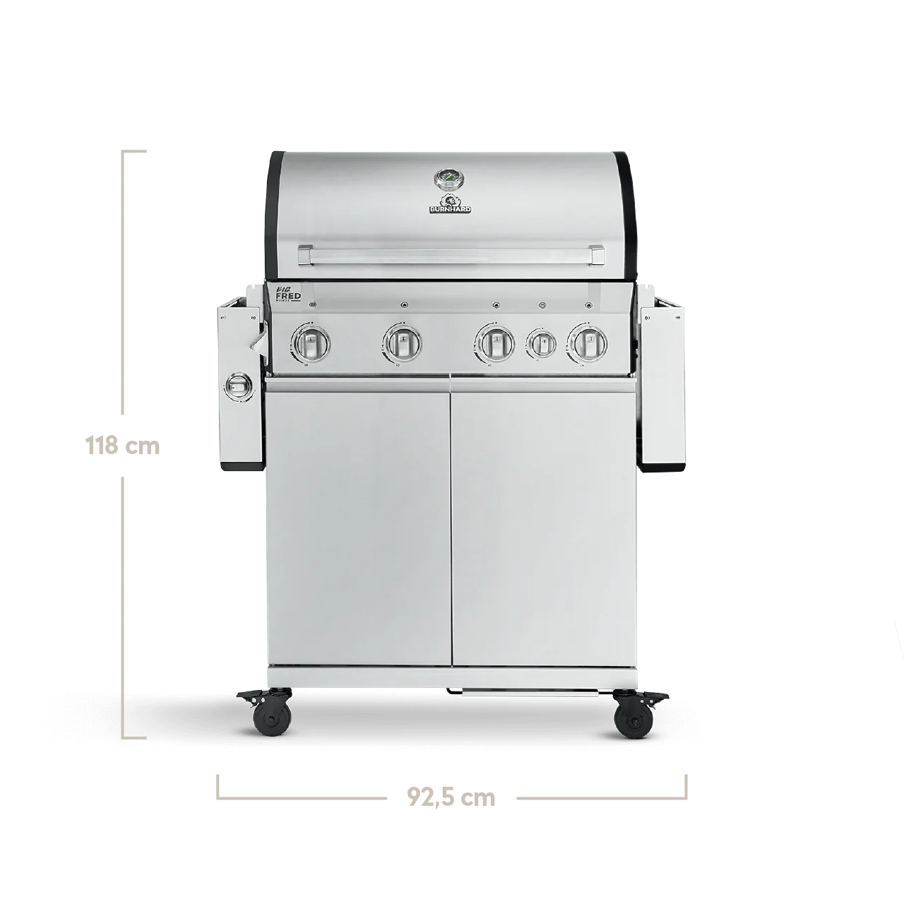 BURNHARD Big FRED Deluxe Gasgrill 4-Brenner in der Farbe Edelstahl mit Gusseisenrost von BURNHARD