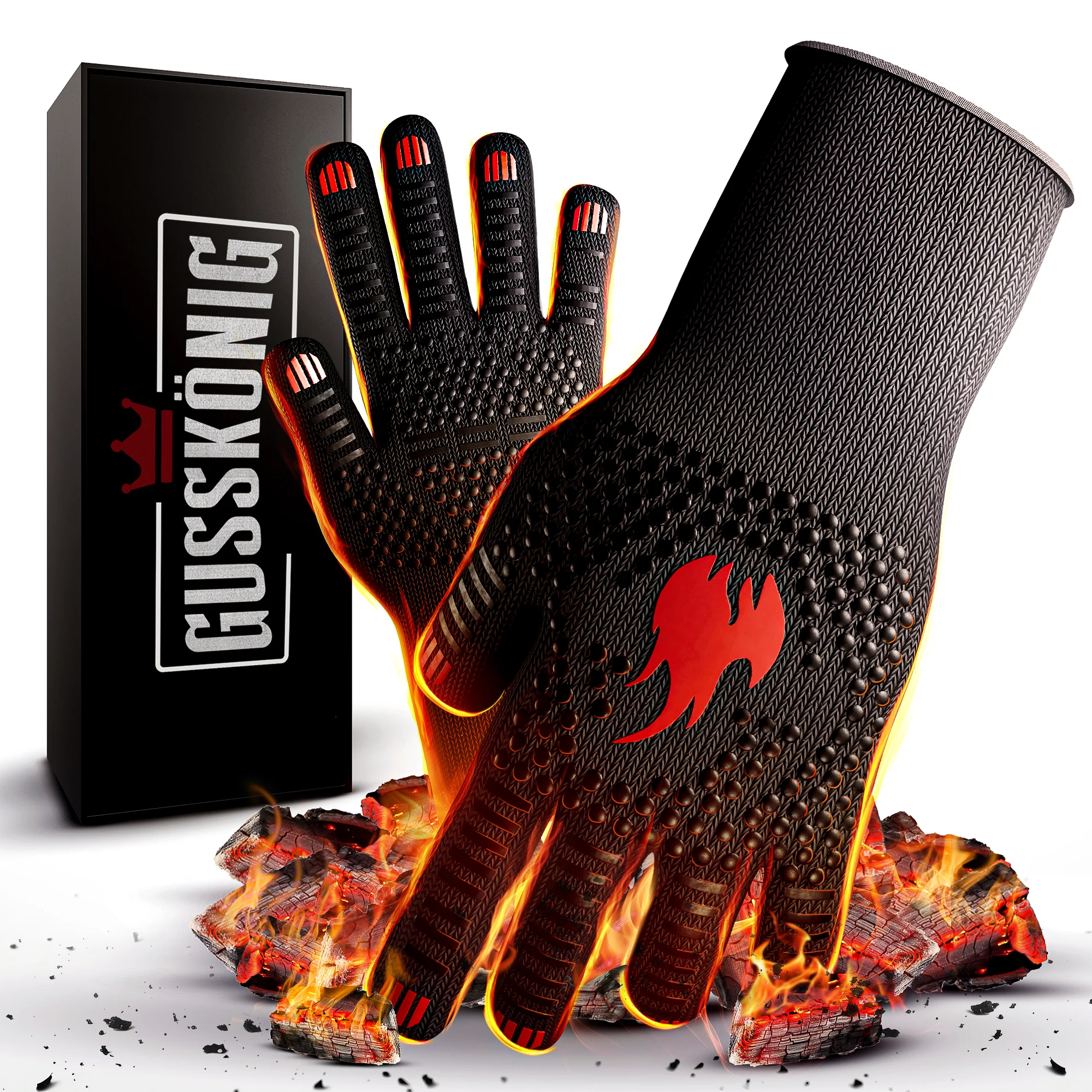 GUSSKÖNIG Grillhandschuhe hitzebeständig bis 800°C Größe M