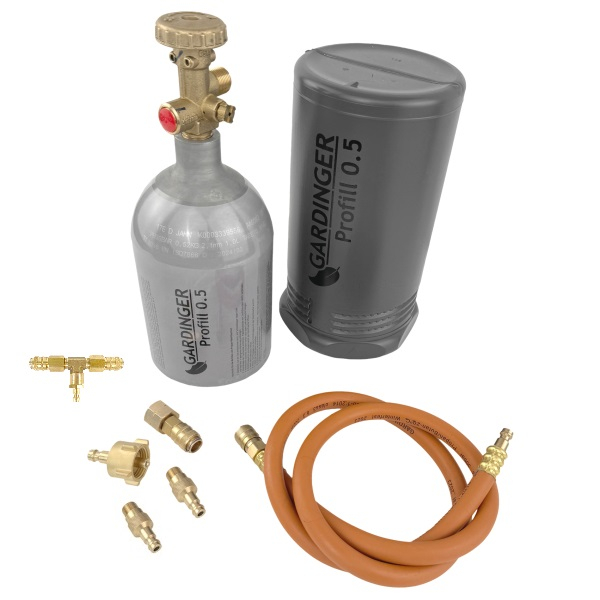 DUO-Set Befüllbare Aluminium Propanflasche Profill 0.5 für Grills mit 2 Gasanschlüssen DUO-Set Befüllbare Aluminium Propanflasche Profill 0.5 für Grills mit 2 Gasanschlüssen