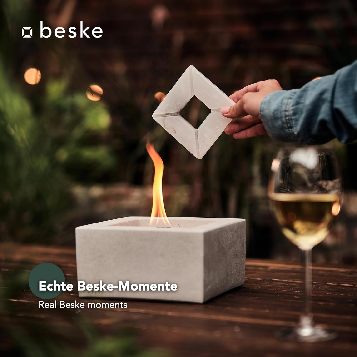 BESKE Betonfeuer Kula Outdoor 20x20x11cm inkl. Löschbrett - HANDARBEIT Made in Germany von Beske-Manufaktur