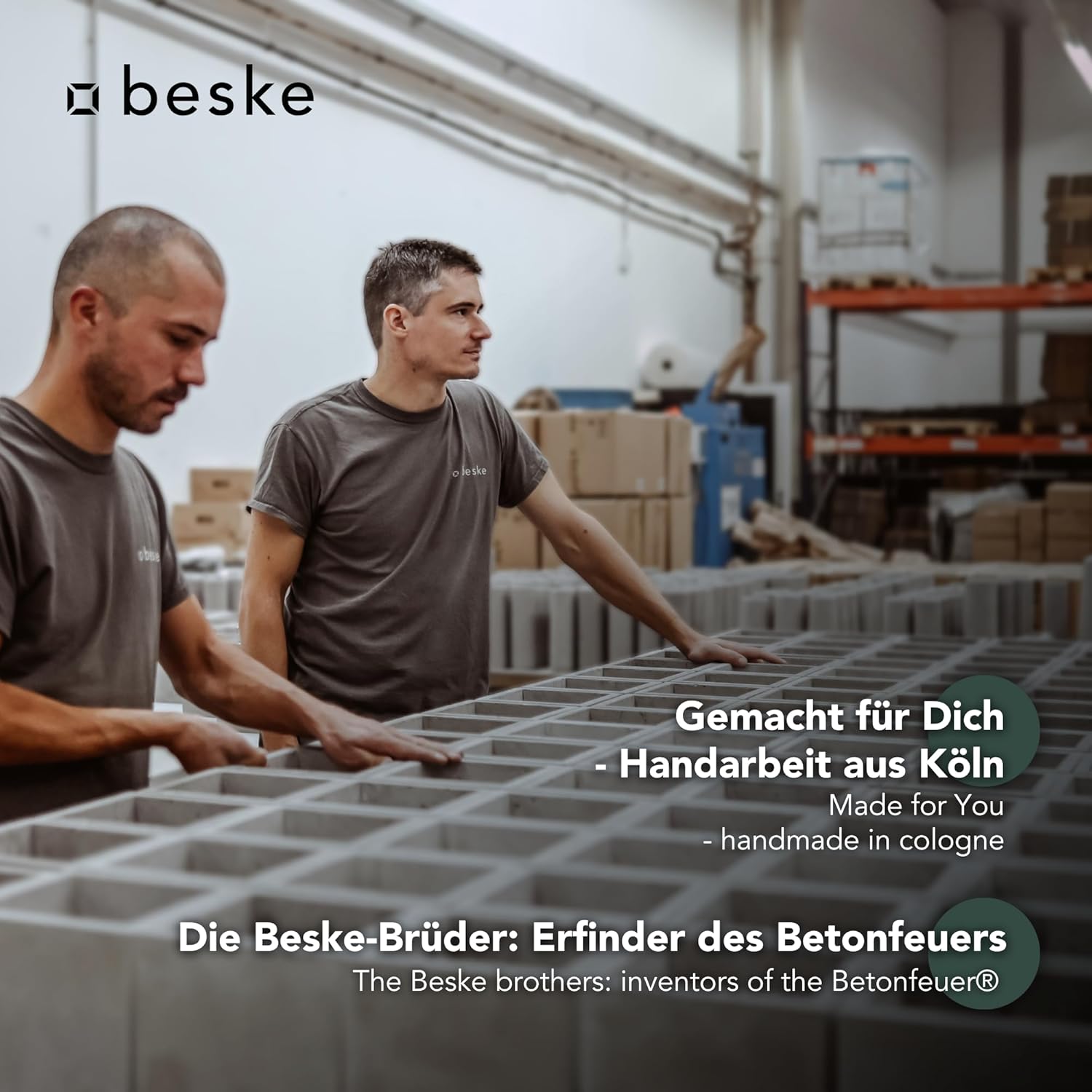 BESKE Betonfeuer Savo Ø 25cm - schmaler Rand inkl. Löschbrett - HANDARBEIT Made in Germany von Beske-Manufaktur