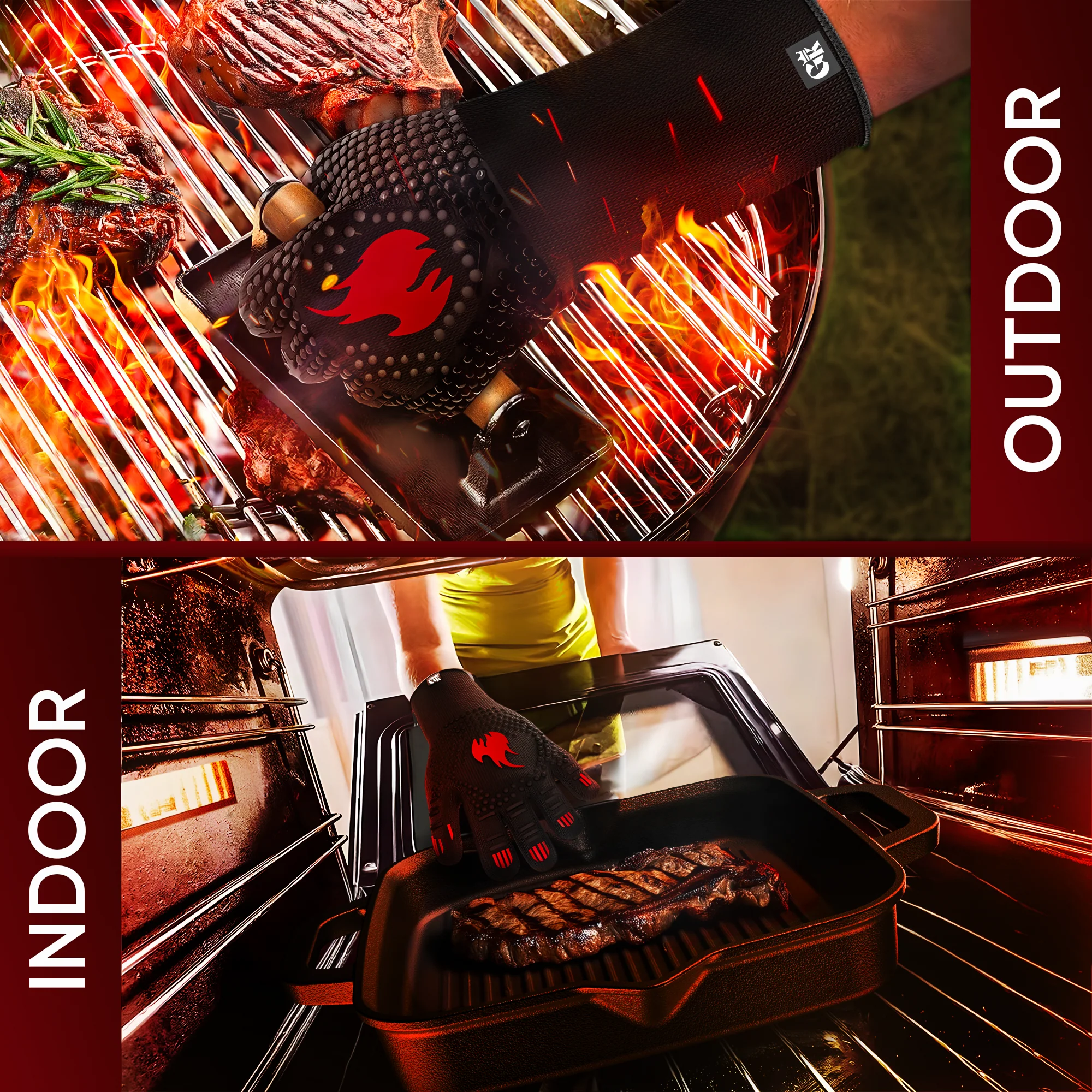 GUSSKÖNIG Größe L Grillhandschuhe hitzebeständig bis 800°C von GUSSKÖNIG