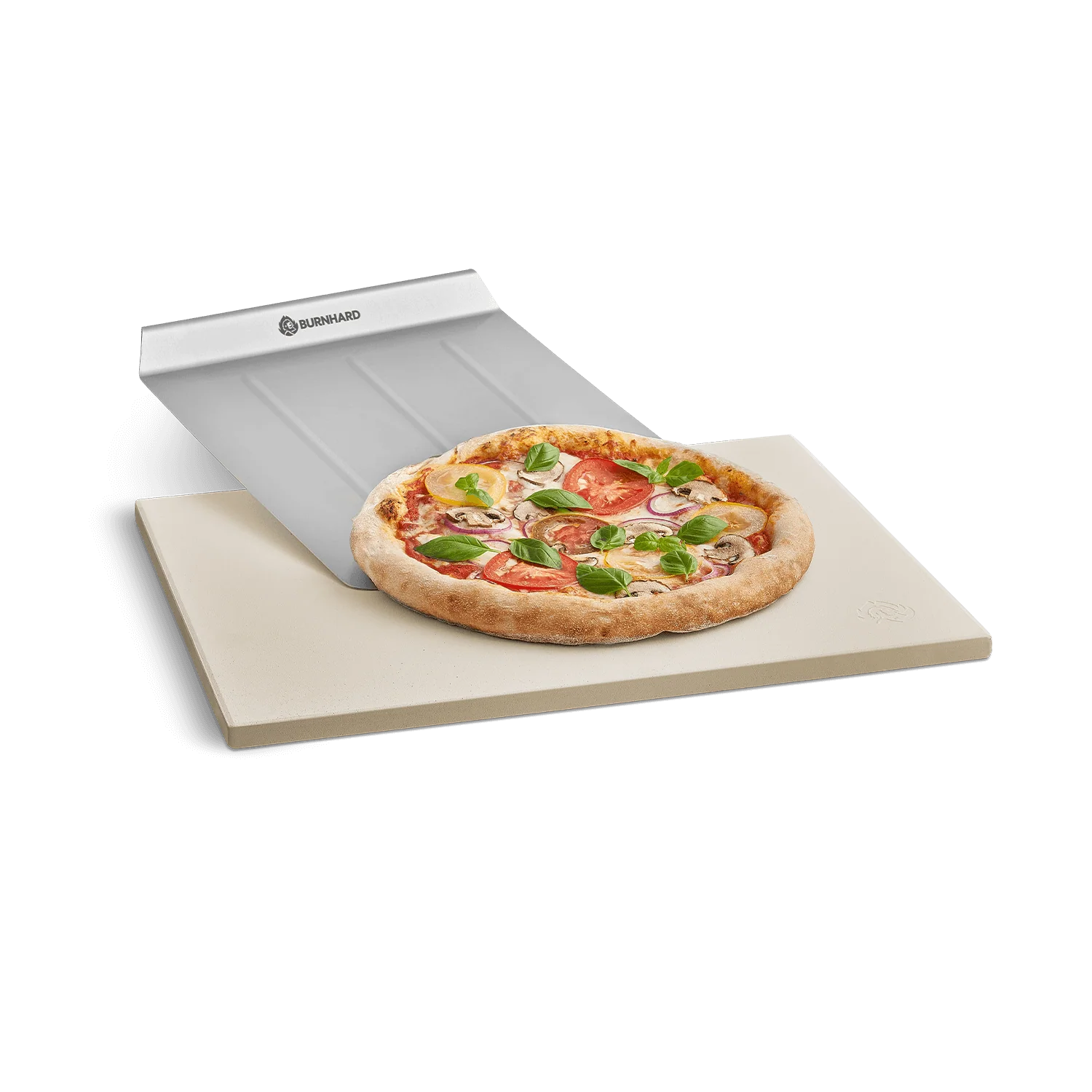 BURNHARD Pizzastein mit Pizzaschaufel - 38 x 30 x 1,5 cm von BURNHARD